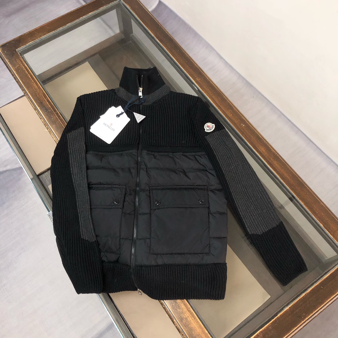 Moncler Couple Down Jacket Knitted Black M-l-xl