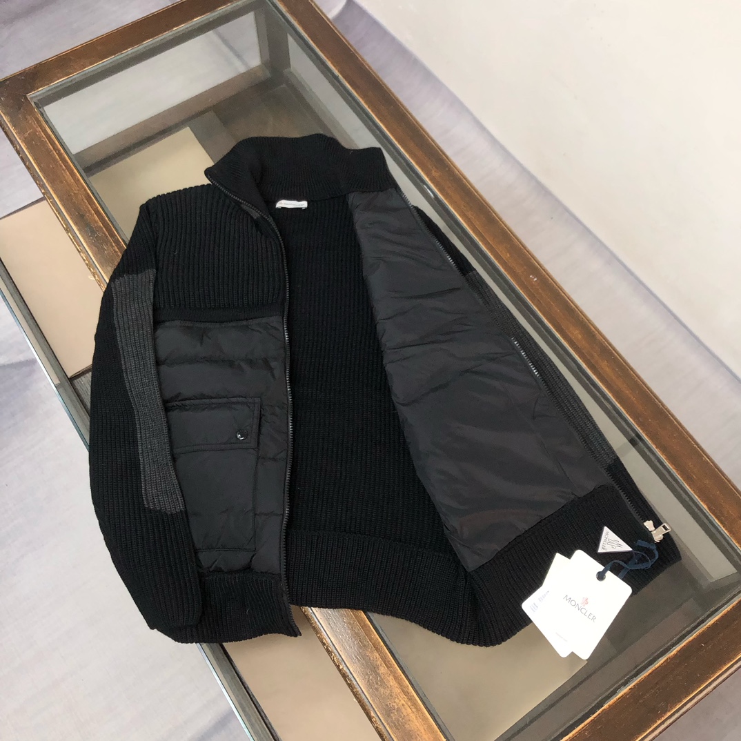 Moncler Couple Down Jacket Knitted Black M-l-xl