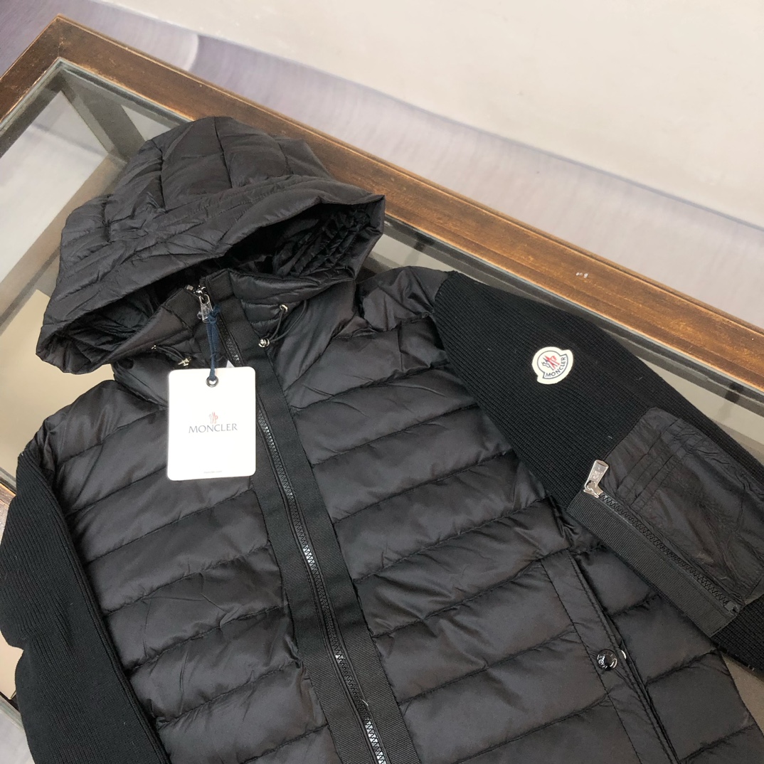 Moncler Male Jacket Wool Black Hooded M-l-xl