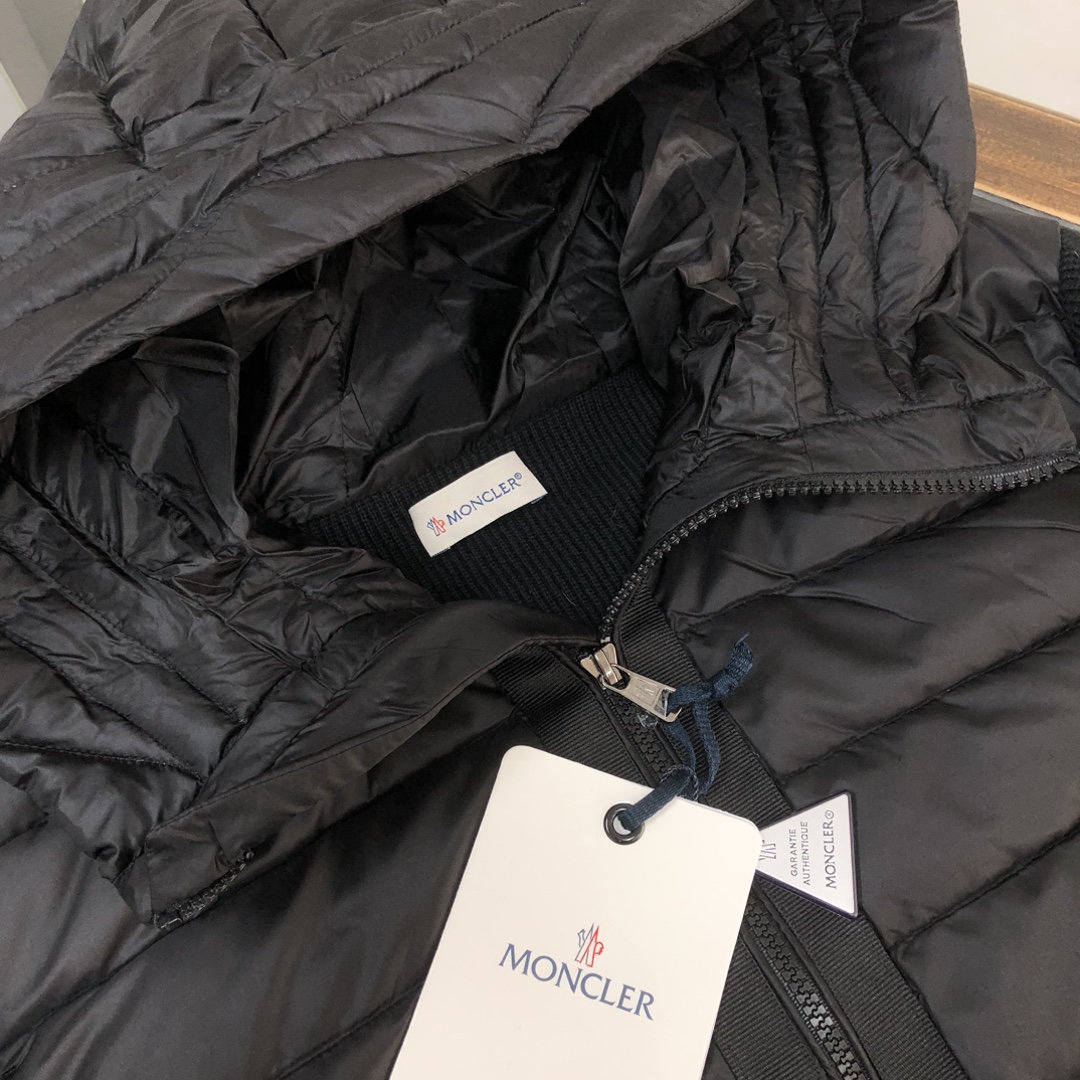 Moncler Male Jacket Wool Black Hooded M-l-xl