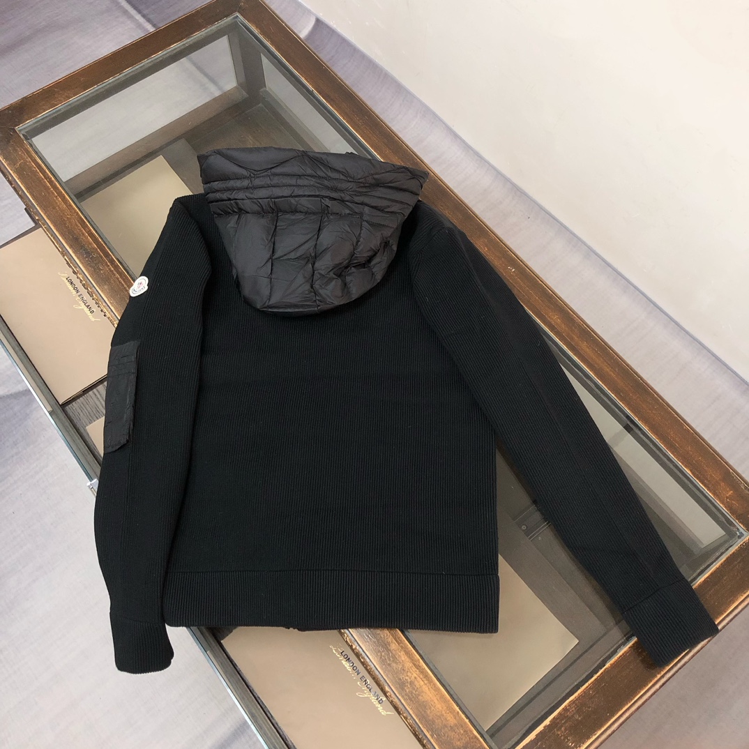 Moncler Male Jacket Wool Black Hooded M-l-xl