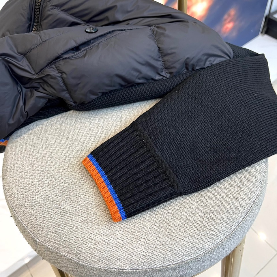 Moncler Down Jacket Knitted Striped M-l