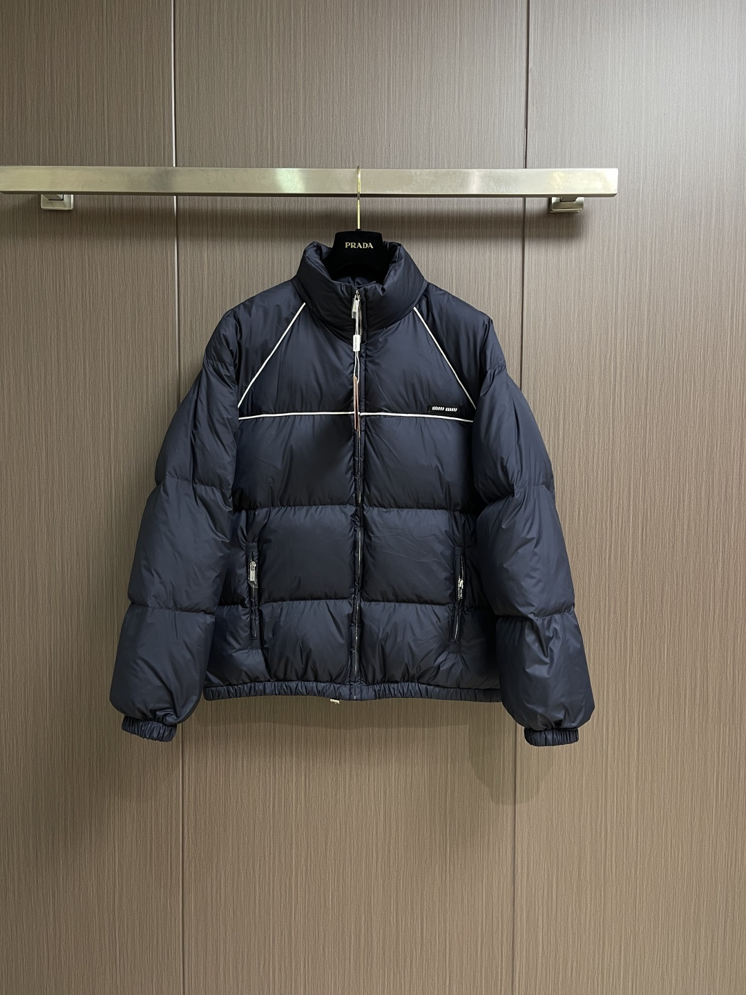 Miu Miu Down Jacket Knitted White Fleece Lined M