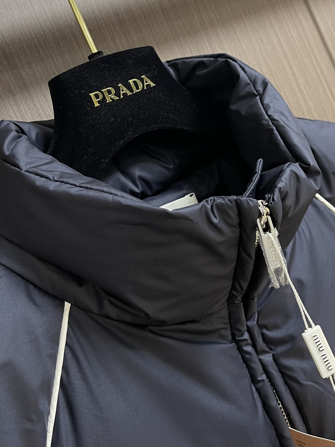 Miu Miu Down Jacket Knitted White Fleece Lined M