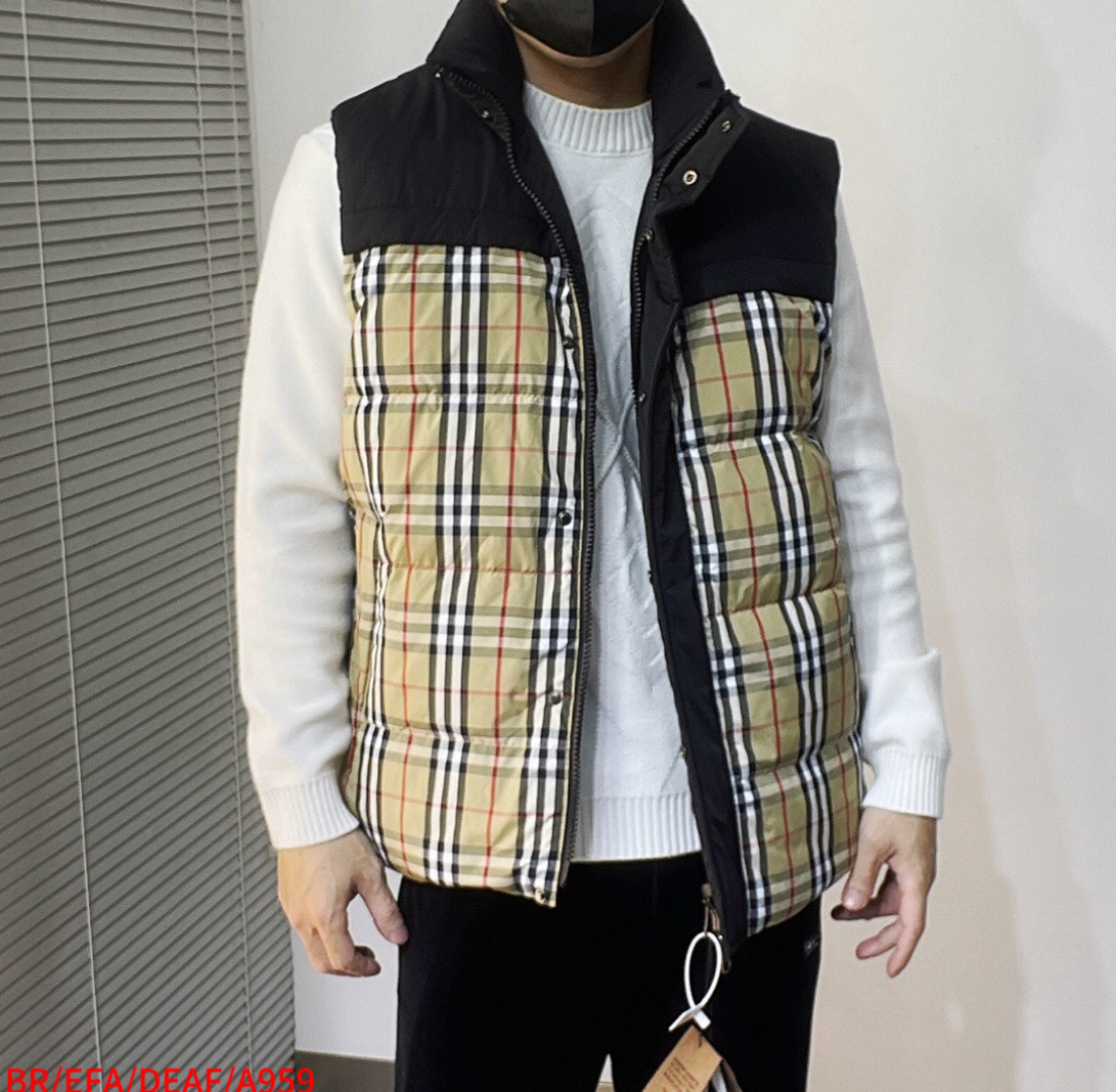 Burberry Couple Down Vest Cotton Plaid M-xl
