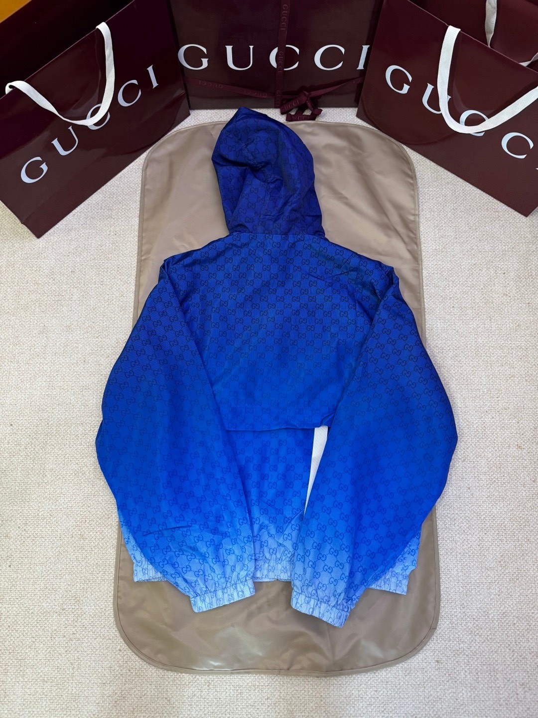 Gucci Jacket Polyester Blue Printed M-l-xl