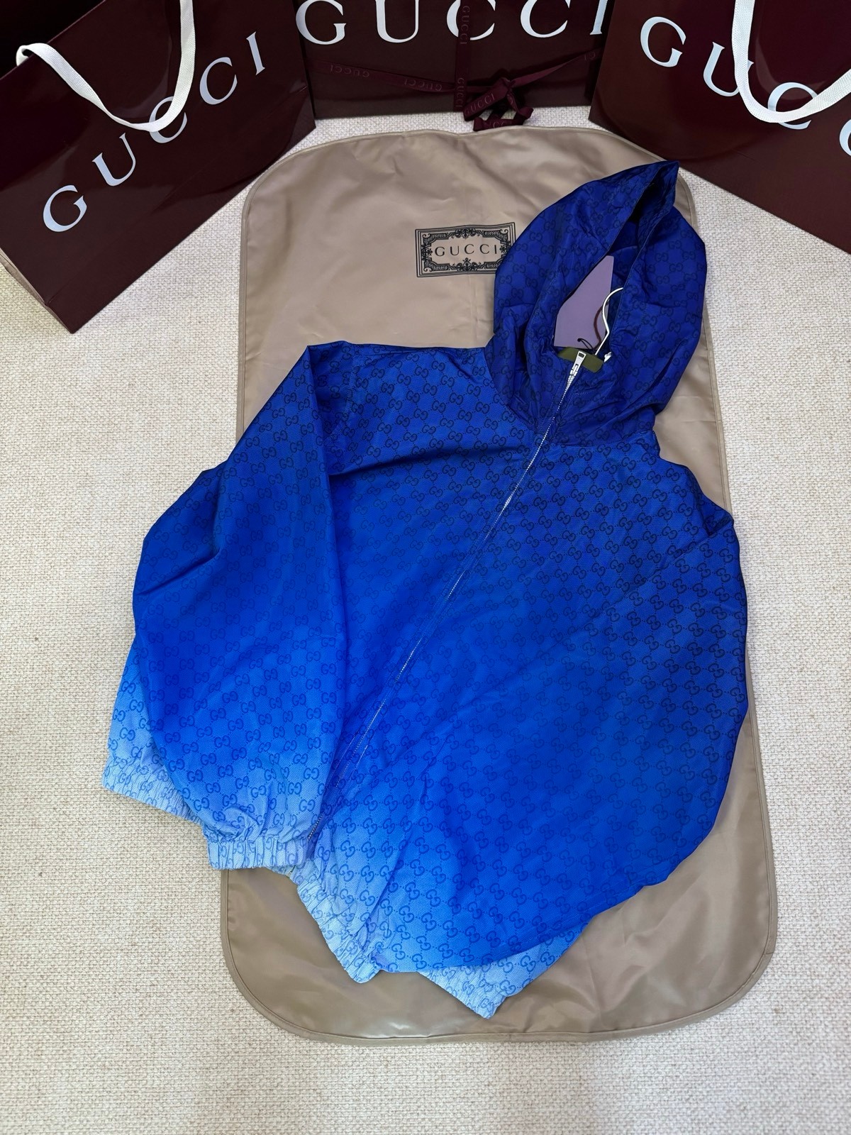 Gucci Jacket Polyester Blue Printed M-l-xl
