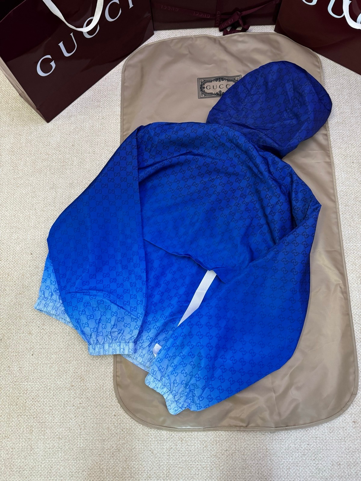 Gucci Jacket Polyester Blue Printed M-l-xl