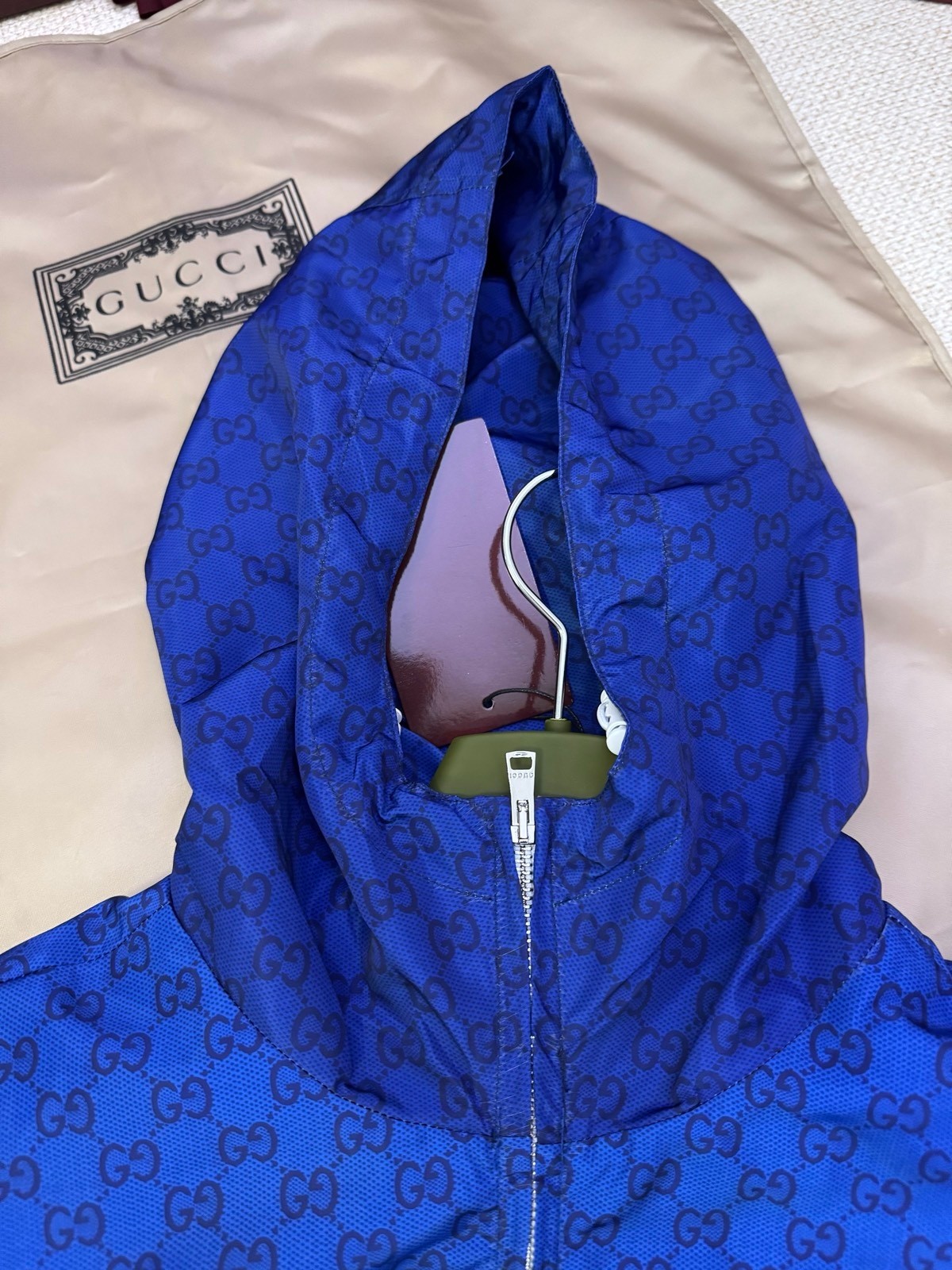 Gucci Jacket Polyester Blue Printed M-l-xl