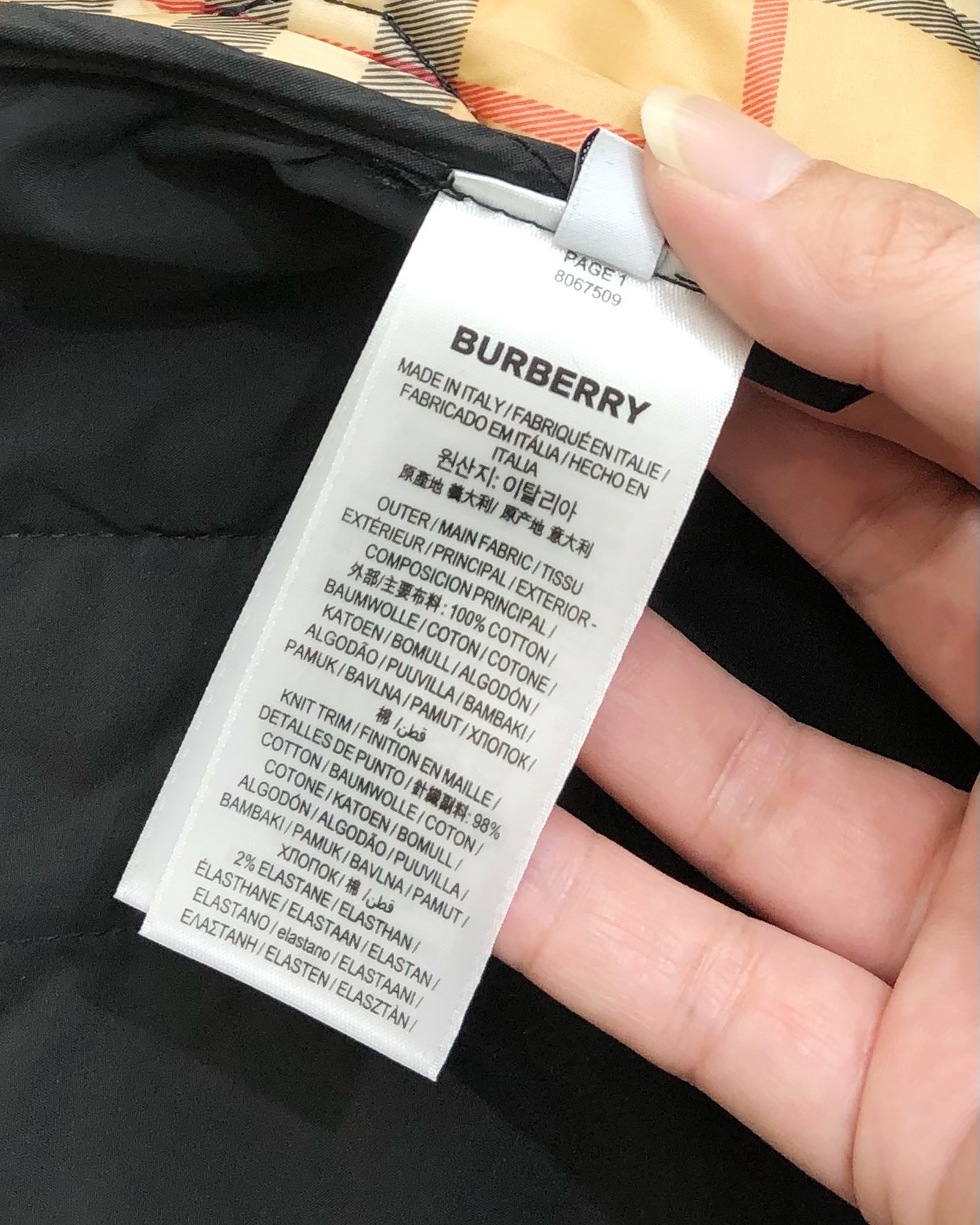 Burberry Male Jacket Cotton Black Plaid M-xl