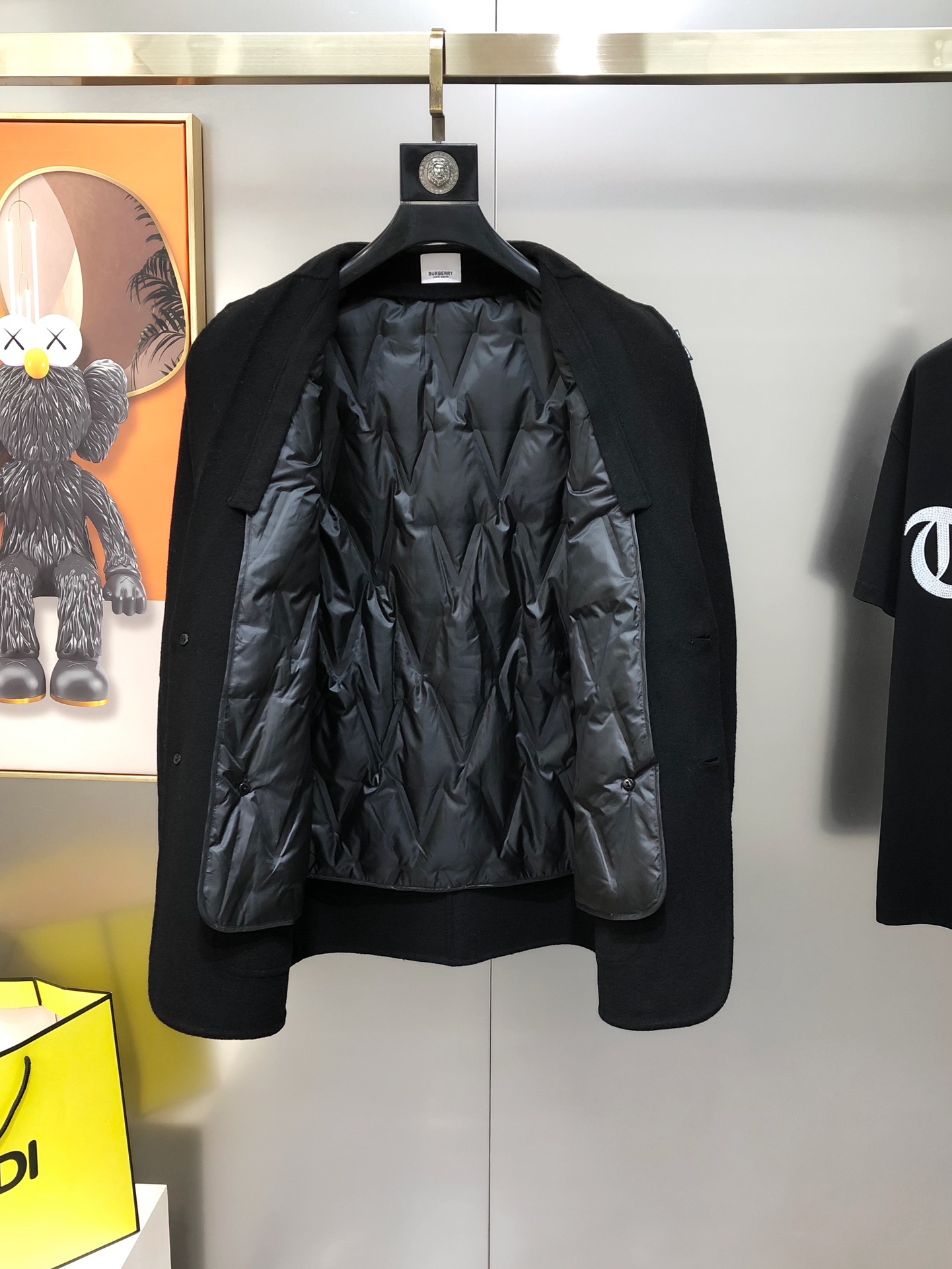 Burberry Male Down Vest Wool Black M-l-xl