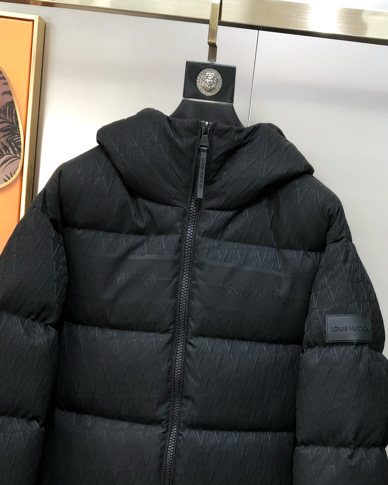 Louis Vuitton Male Down Jacket White Duck Down Black Hooded M-l-xl