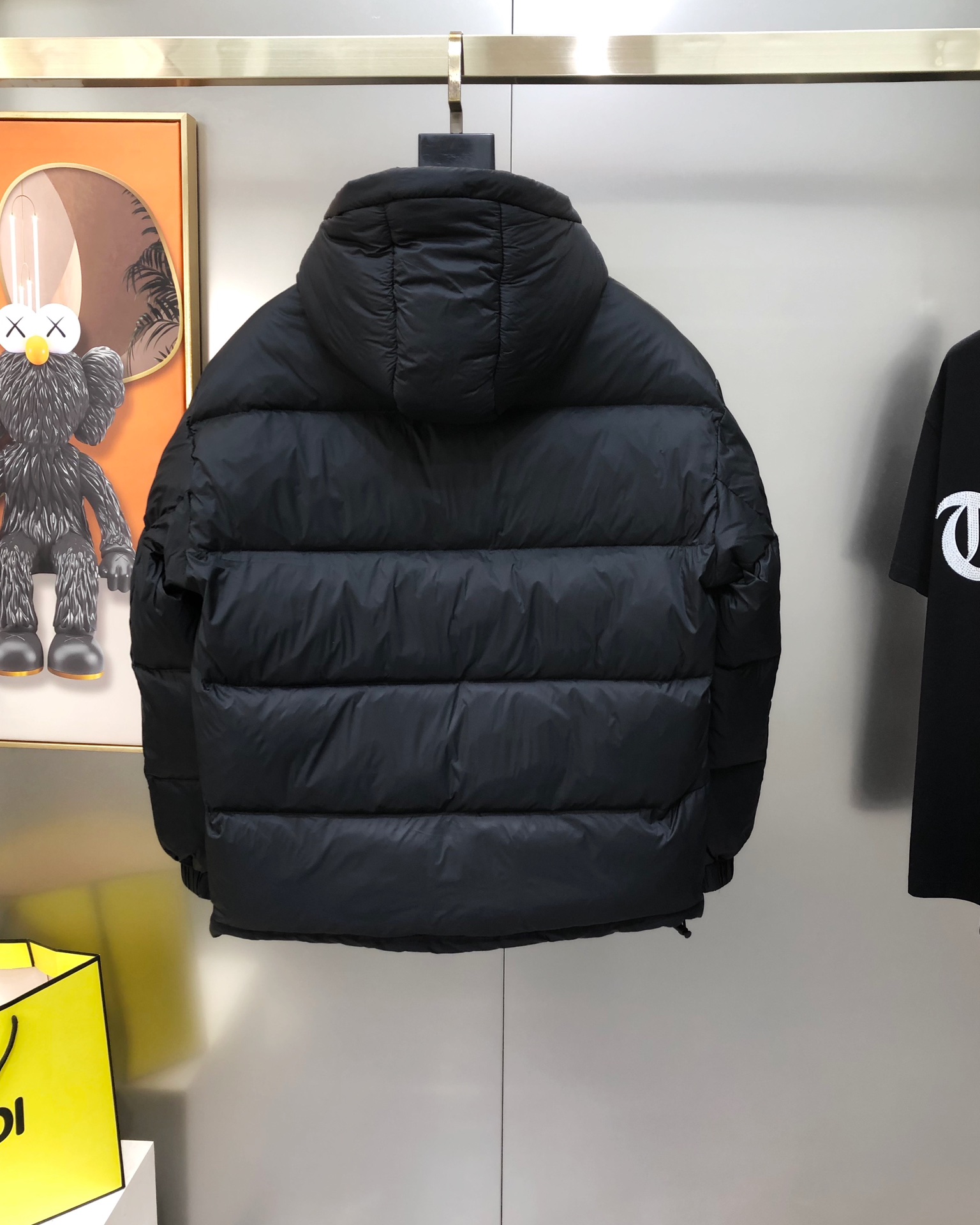 Fendi Male Down Jacket White Duck Down Black Hooded M-l-xl