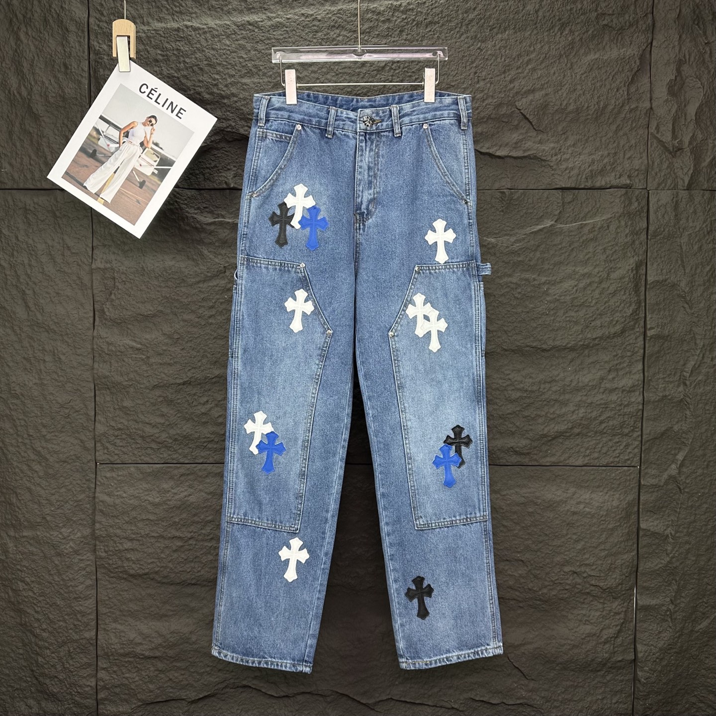 Chrome Hearts Couple Jeans Blue Loose Fit