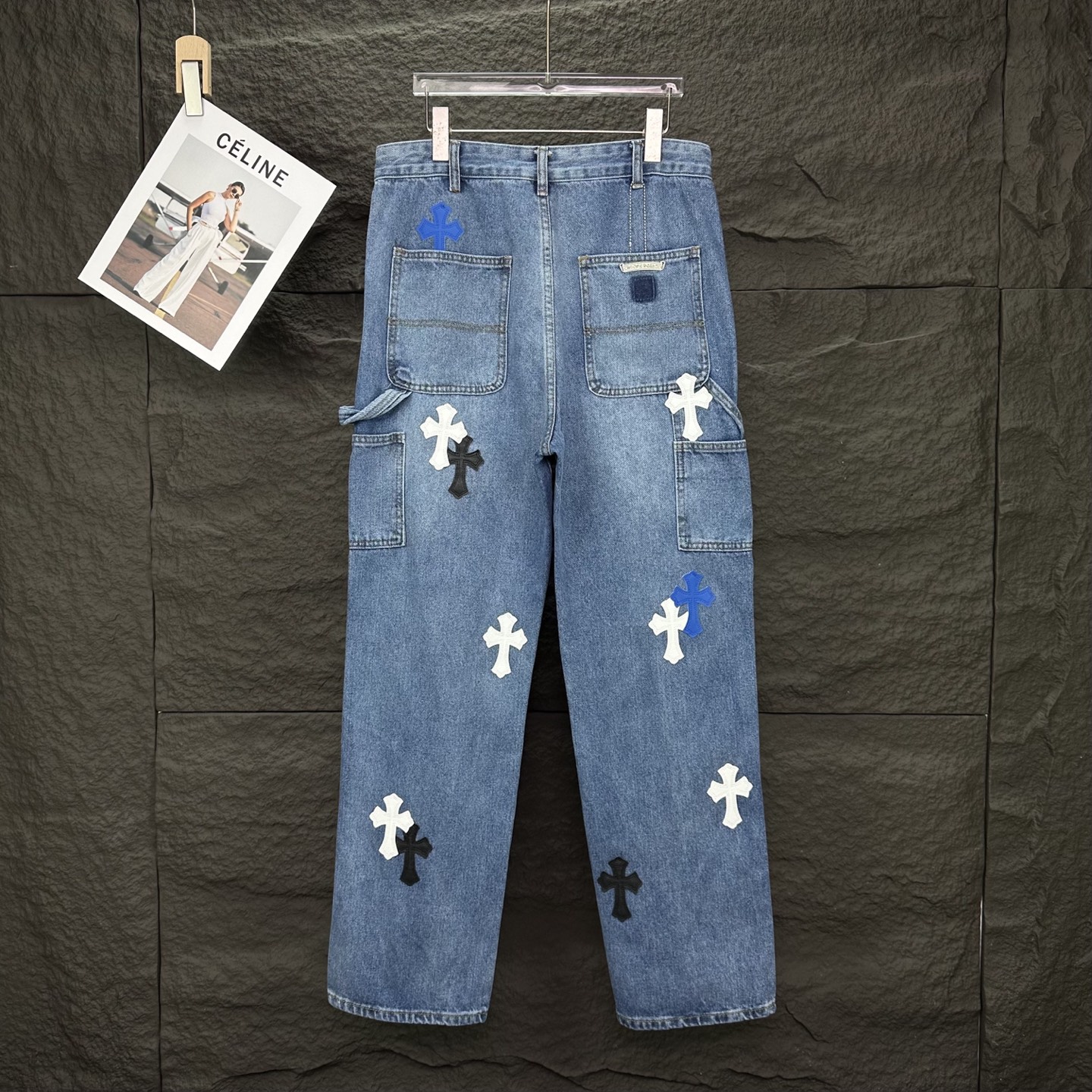 Chrome Hearts Couple Jeans Blue Loose Fit