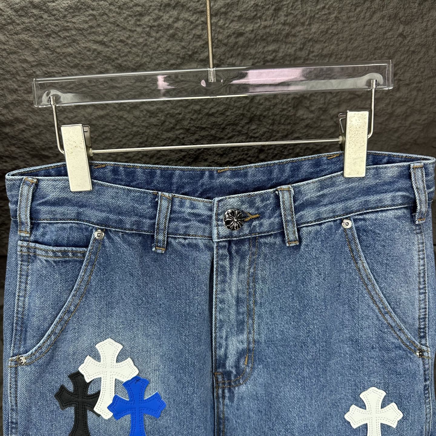 Chrome Hearts Couple Jeans Blue Loose Fit