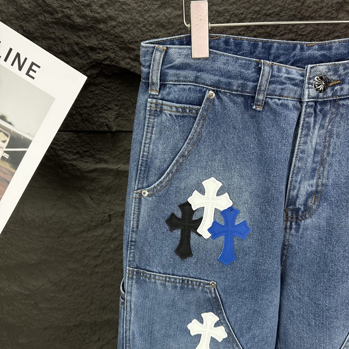 Chrome Hearts Couple Jeans Blue Loose Fit