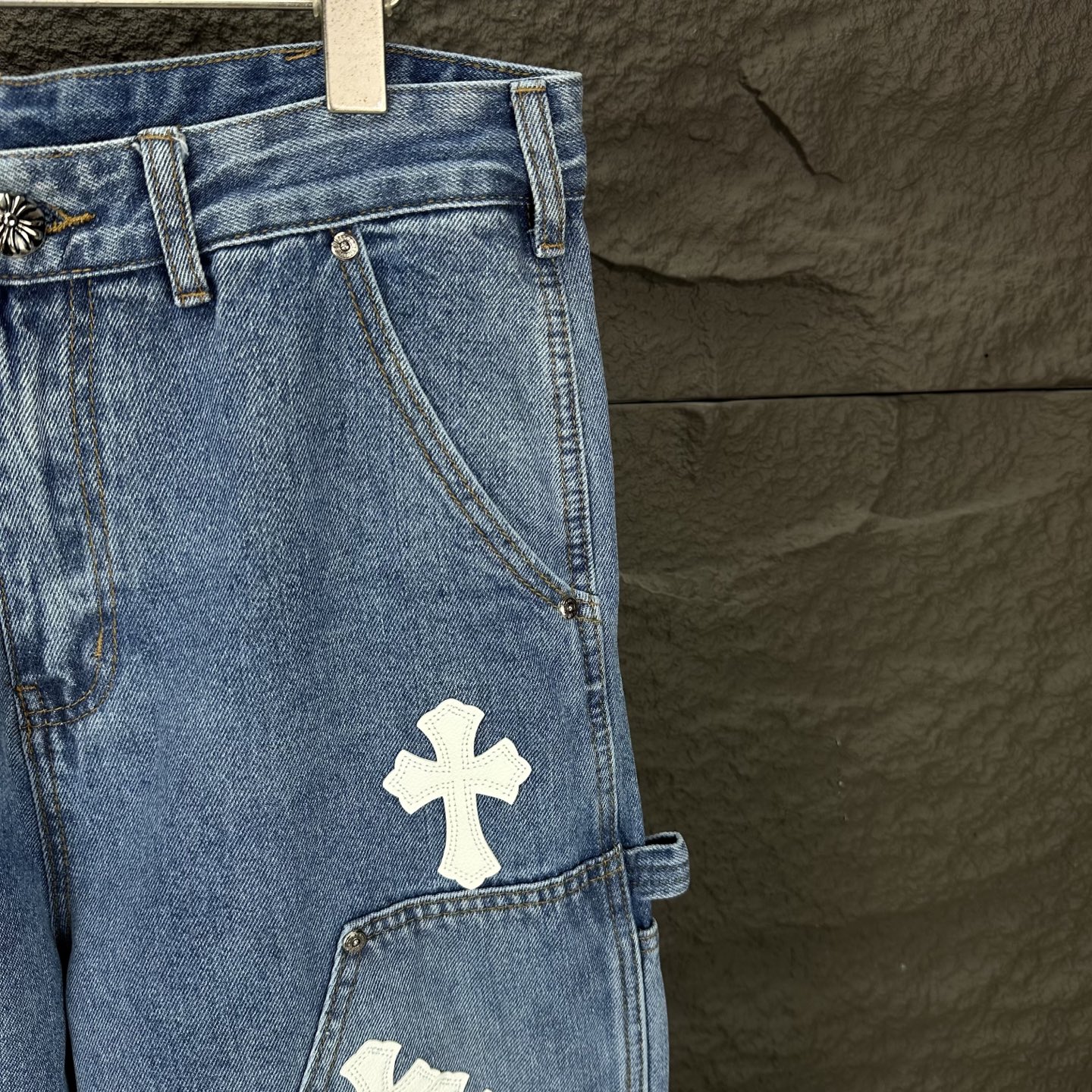 Chrome Hearts Couple Jeans Blue Loose Fit