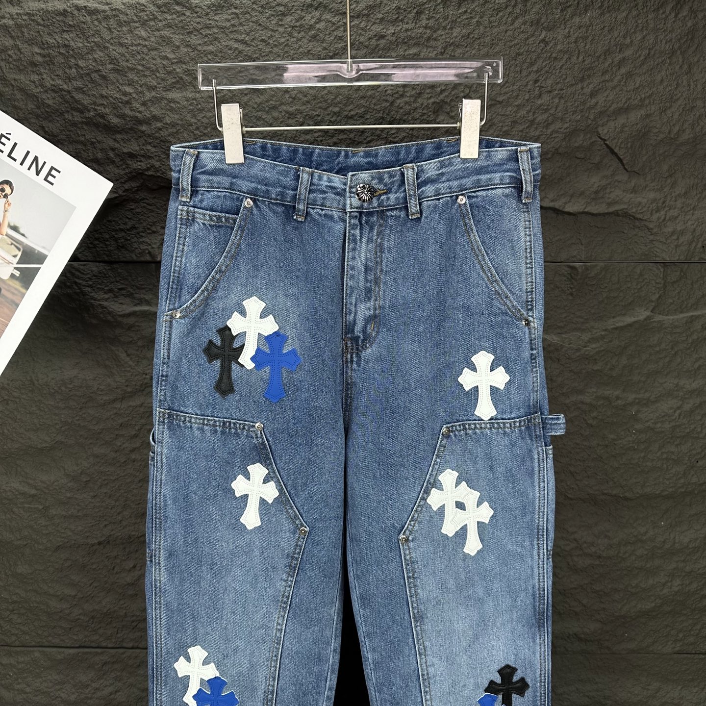 Chrome Hearts Couple Jeans Blue Loose Fit