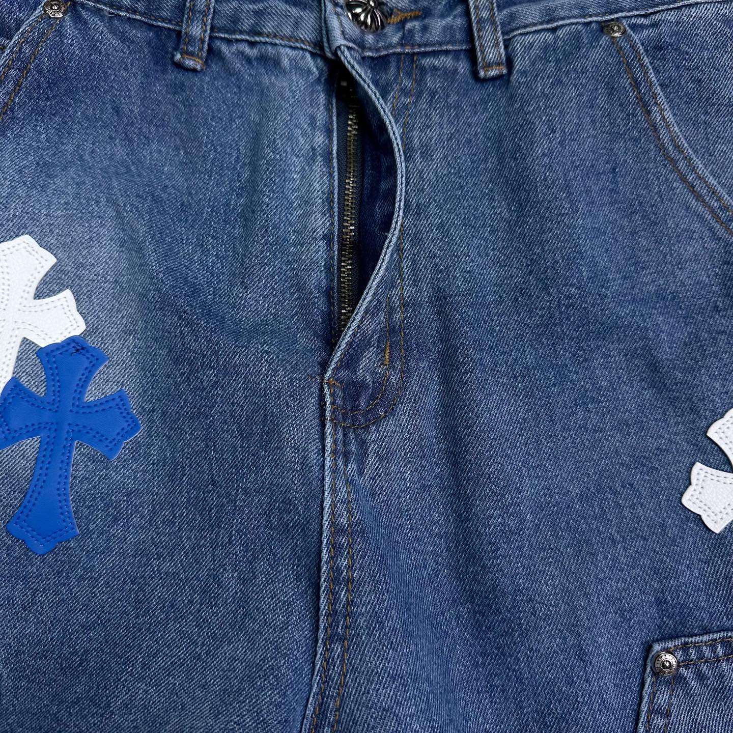 Chrome Hearts Couple Jeans Blue Loose Fit