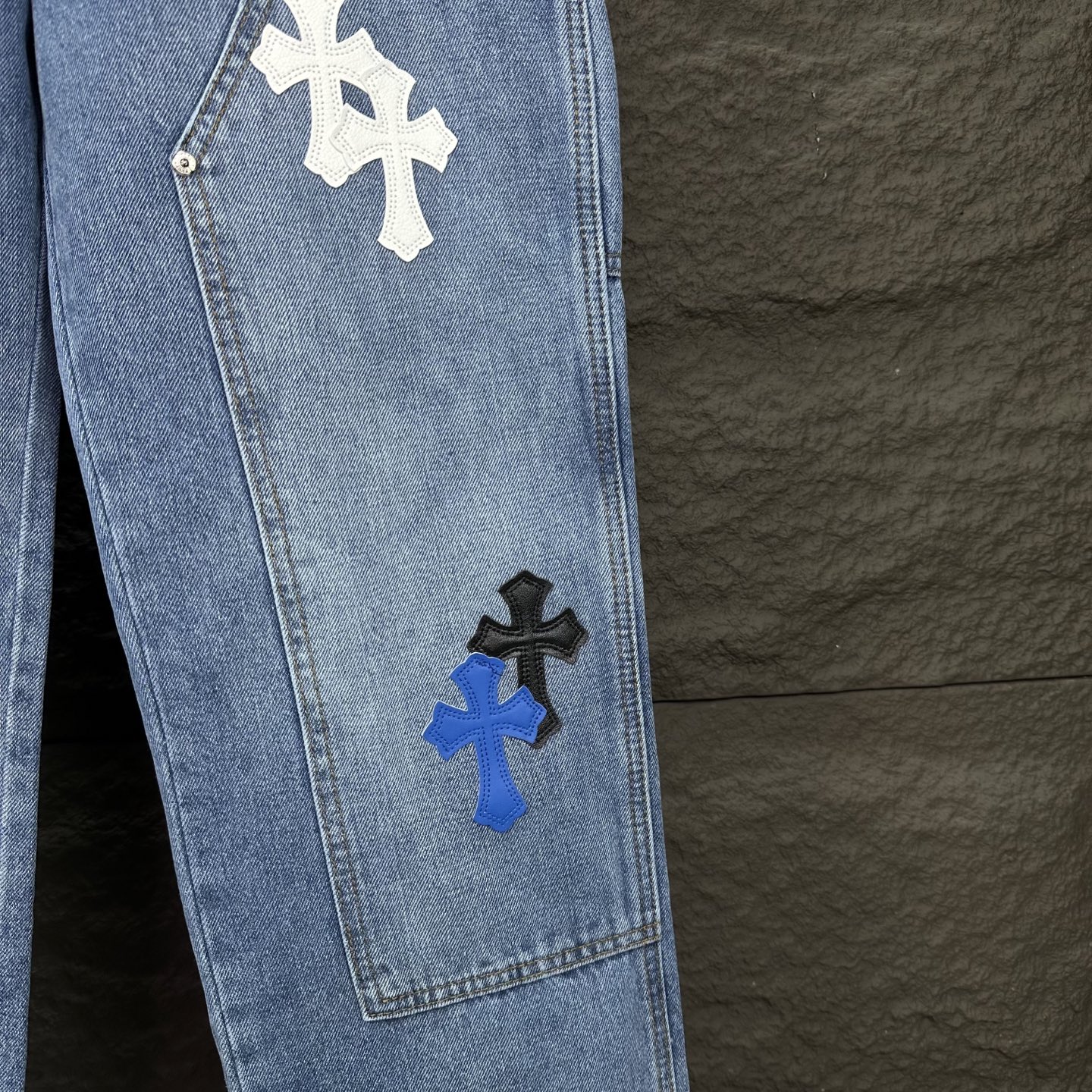 Chrome Hearts Couple Jeans Blue Loose Fit