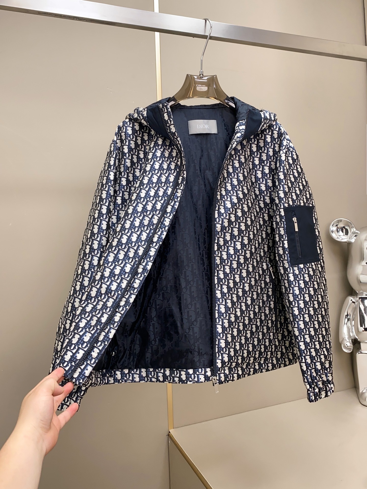 Dior Couple Jacket Cotton Blue Hooded L-54-48-56-50-52