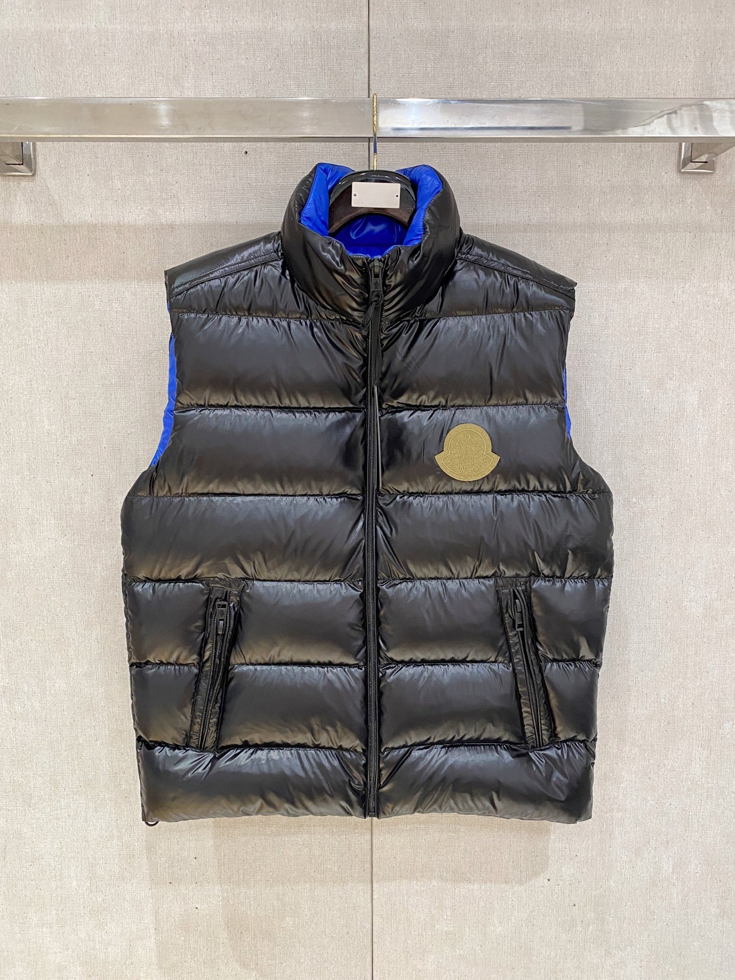 Moncler Down Vest White Duck Down Black Striped M-l-xl