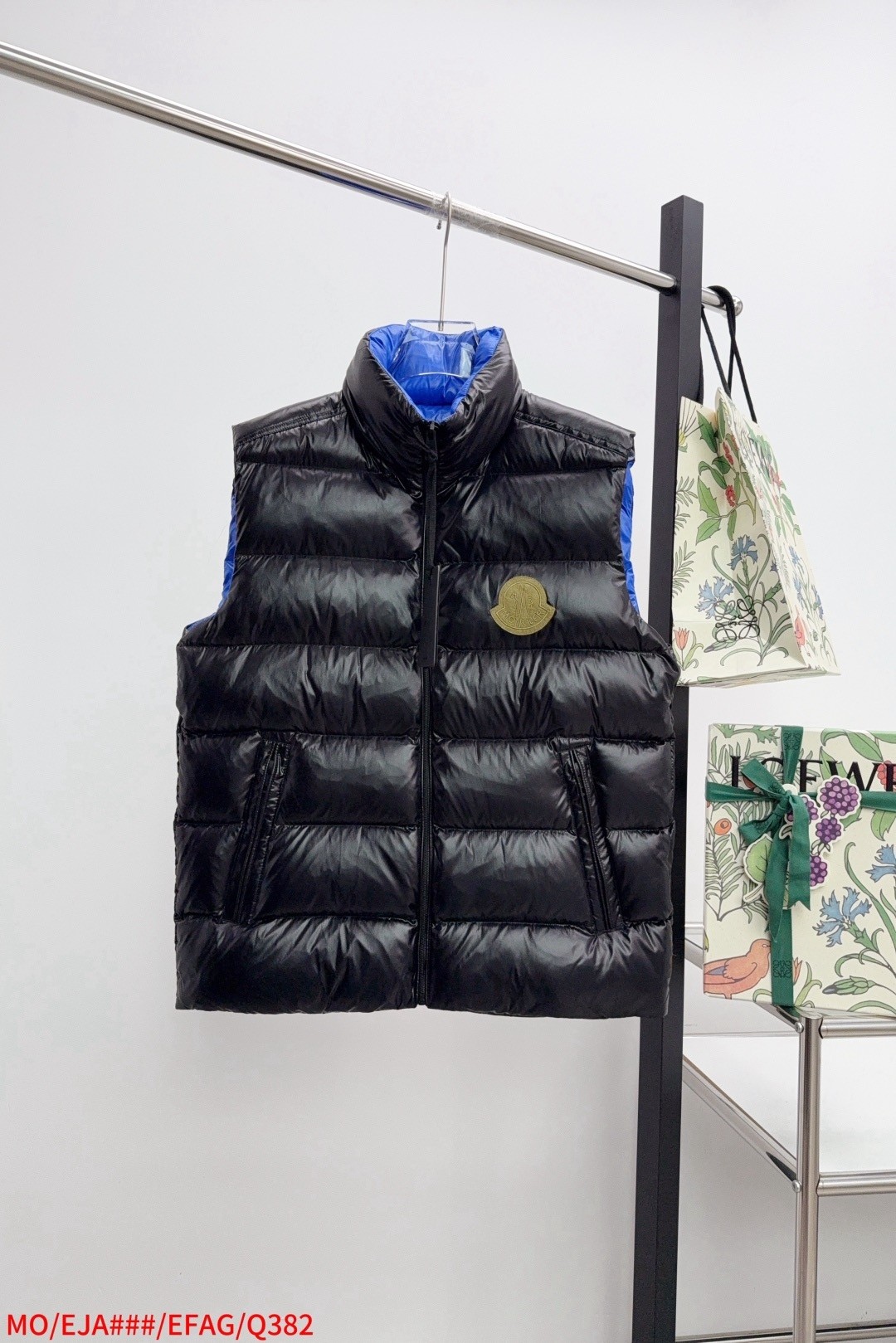 Moncler Down Vest White Duck Down Black Striped M-l-xl
