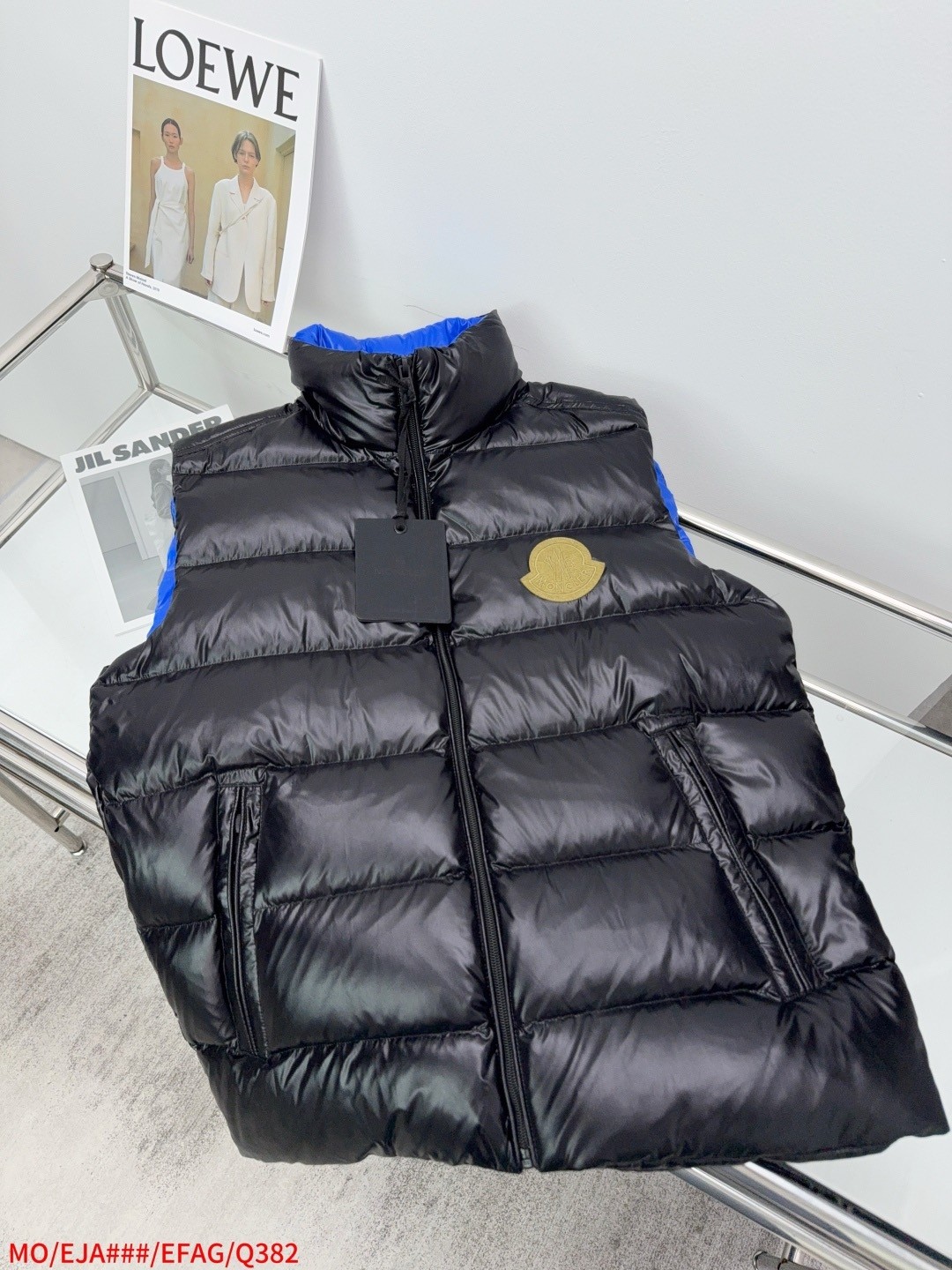 Moncler Down Vest White Duck Down Black Striped M-l-xl