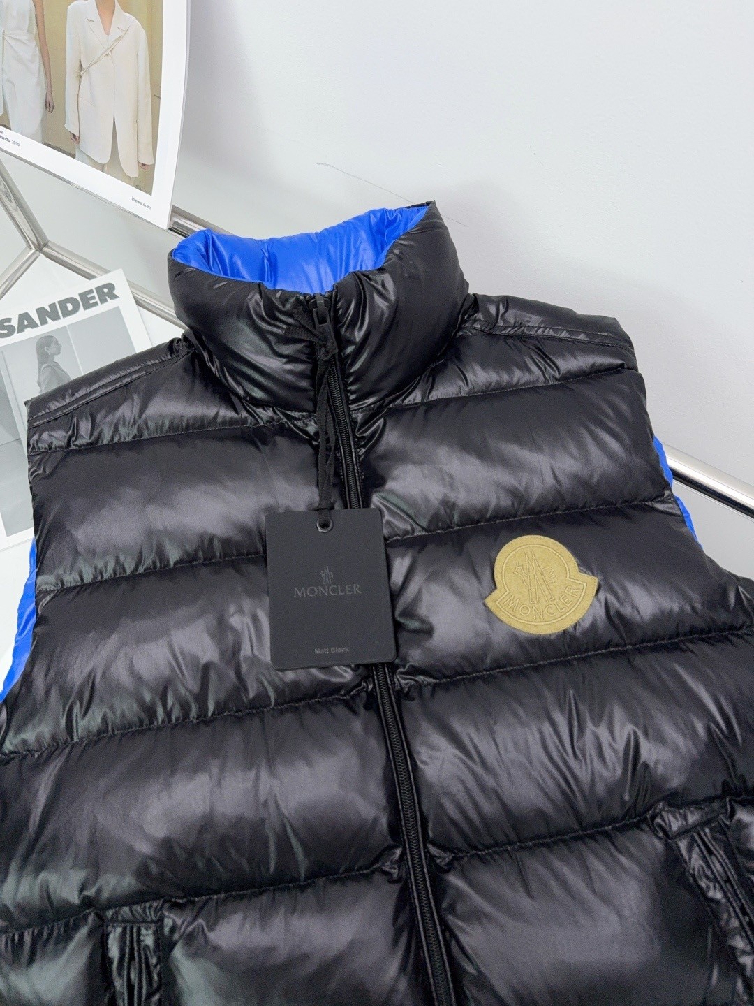 Moncler Down Vest White Duck Down Black Striped M-l-xl