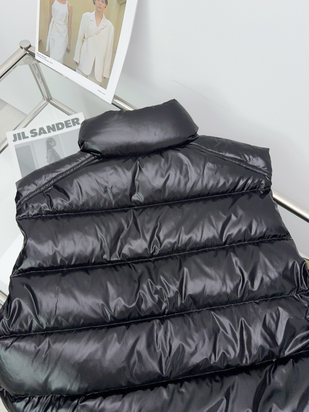 Moncler Down Vest White Duck Down Black Striped M-l-xl
