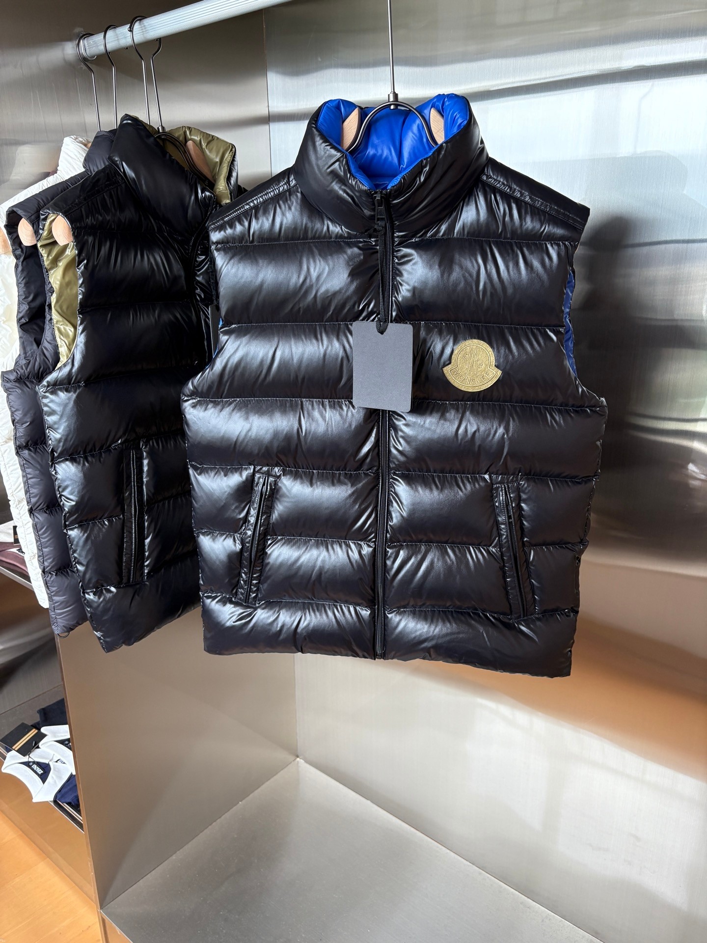 Moncler Down Vest White Duck Down Black Striped M-l-xl