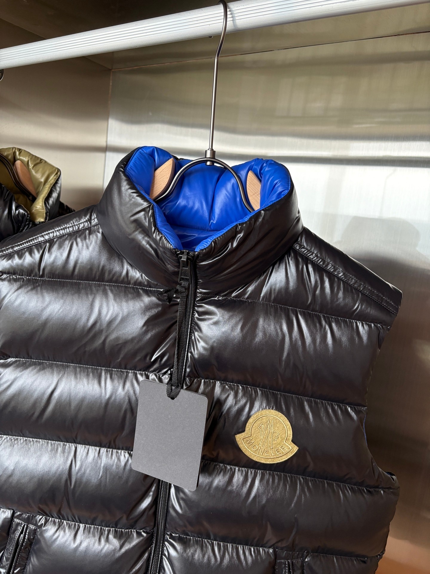 Moncler Down Vest White Duck Down Black Striped M-l-xl