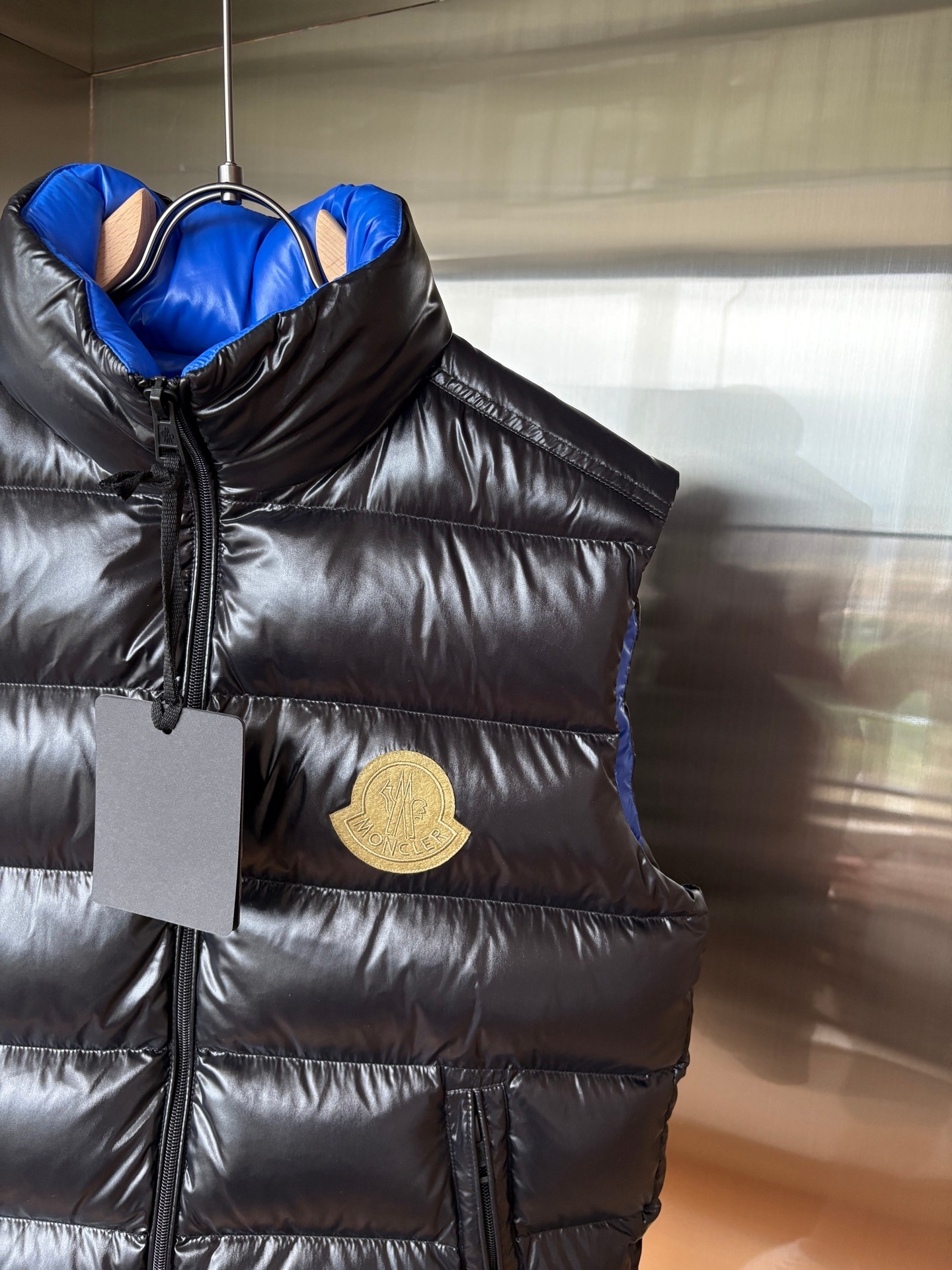 Moncler Down Vest White Duck Down Black Striped M-l-xl