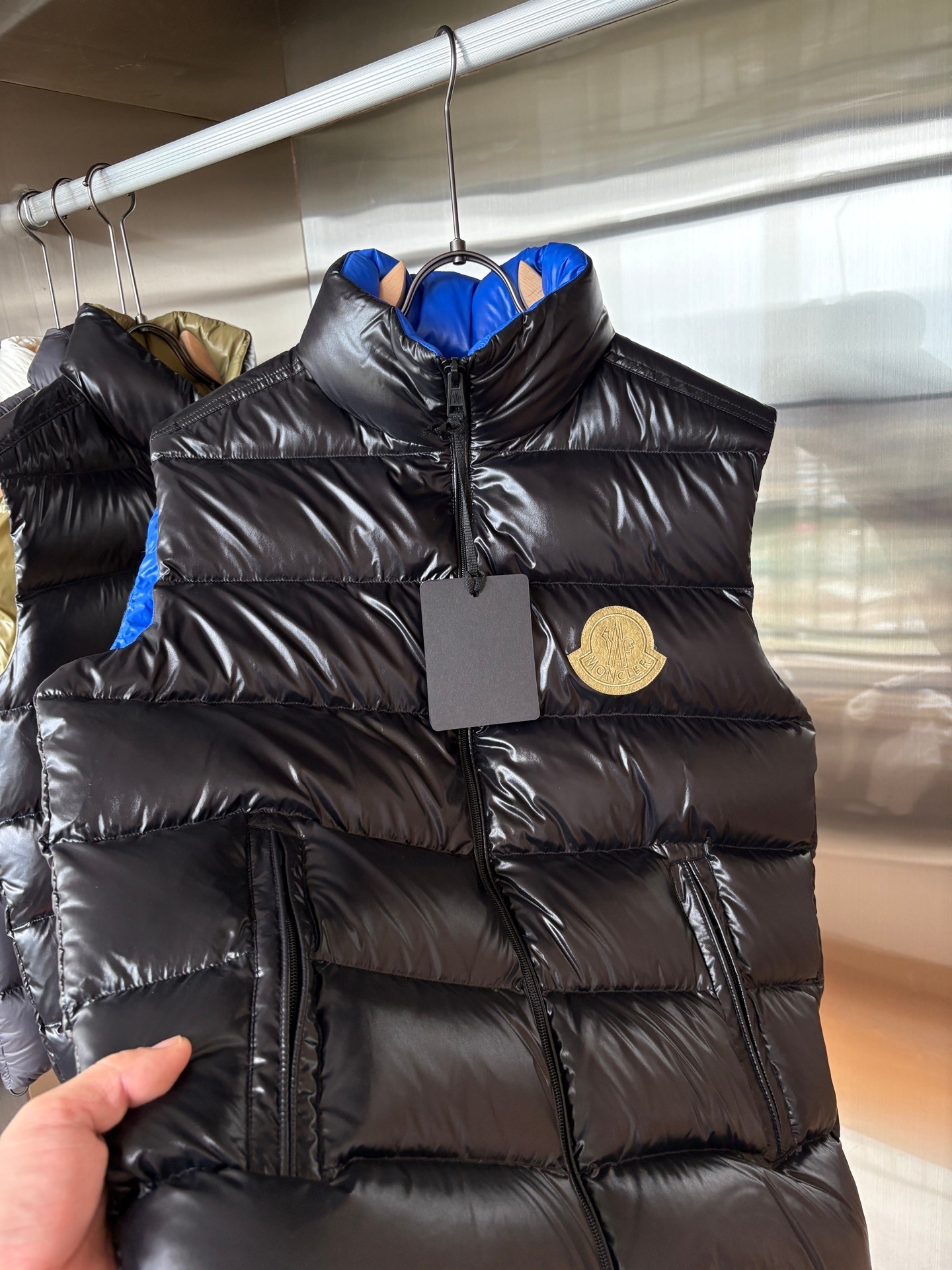 Moncler Down Vest White Duck Down Black Striped M-l-xl