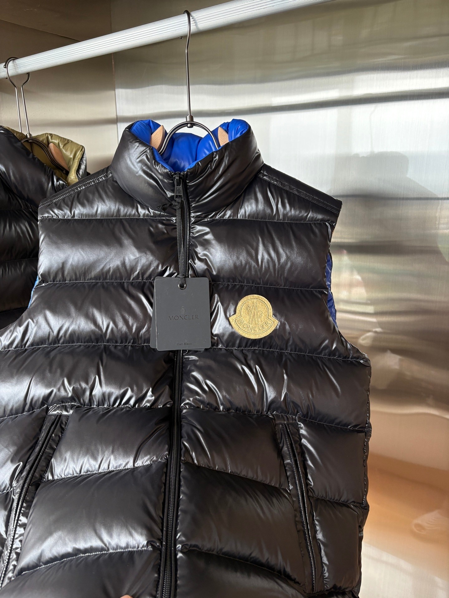 Moncler Down Vest White Duck Down Black Striped M-l-xl