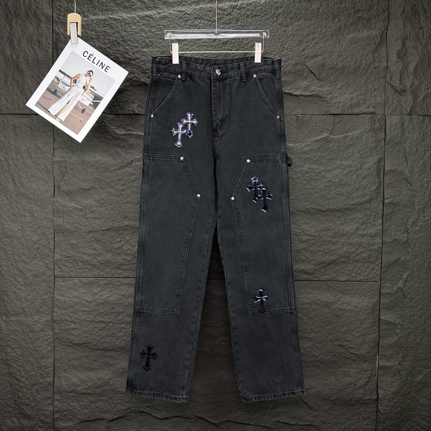 Chrome Hearts Couple Jeans Black Loose Fit