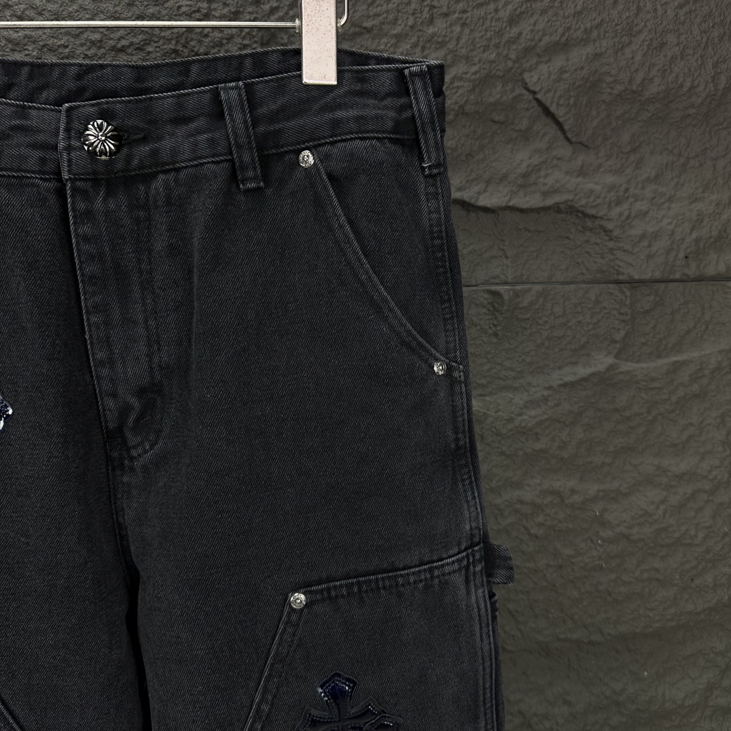 Chrome Hearts Couple Jeans Black Loose Fit