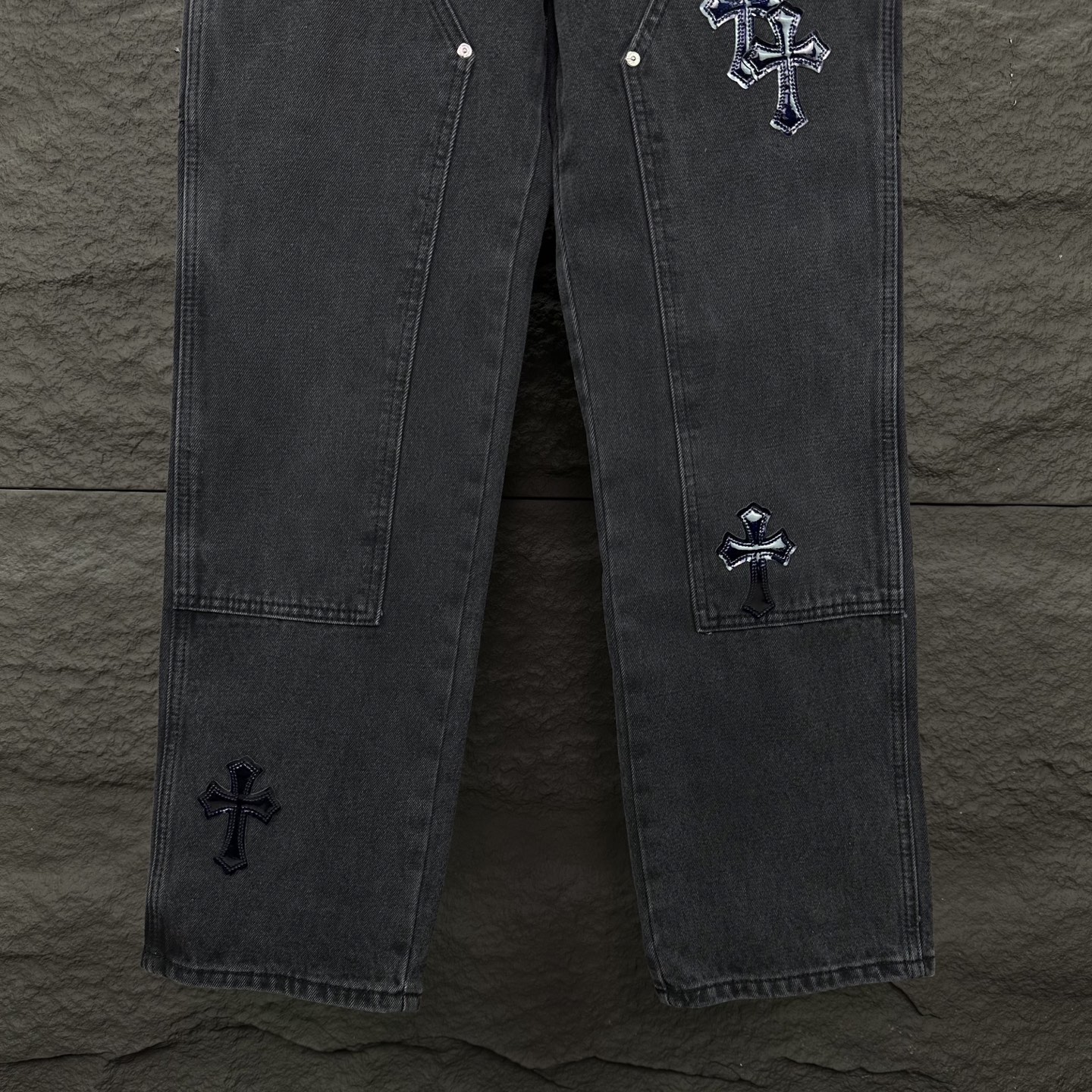 Chrome Hearts Couple Jeans Black Loose Fit