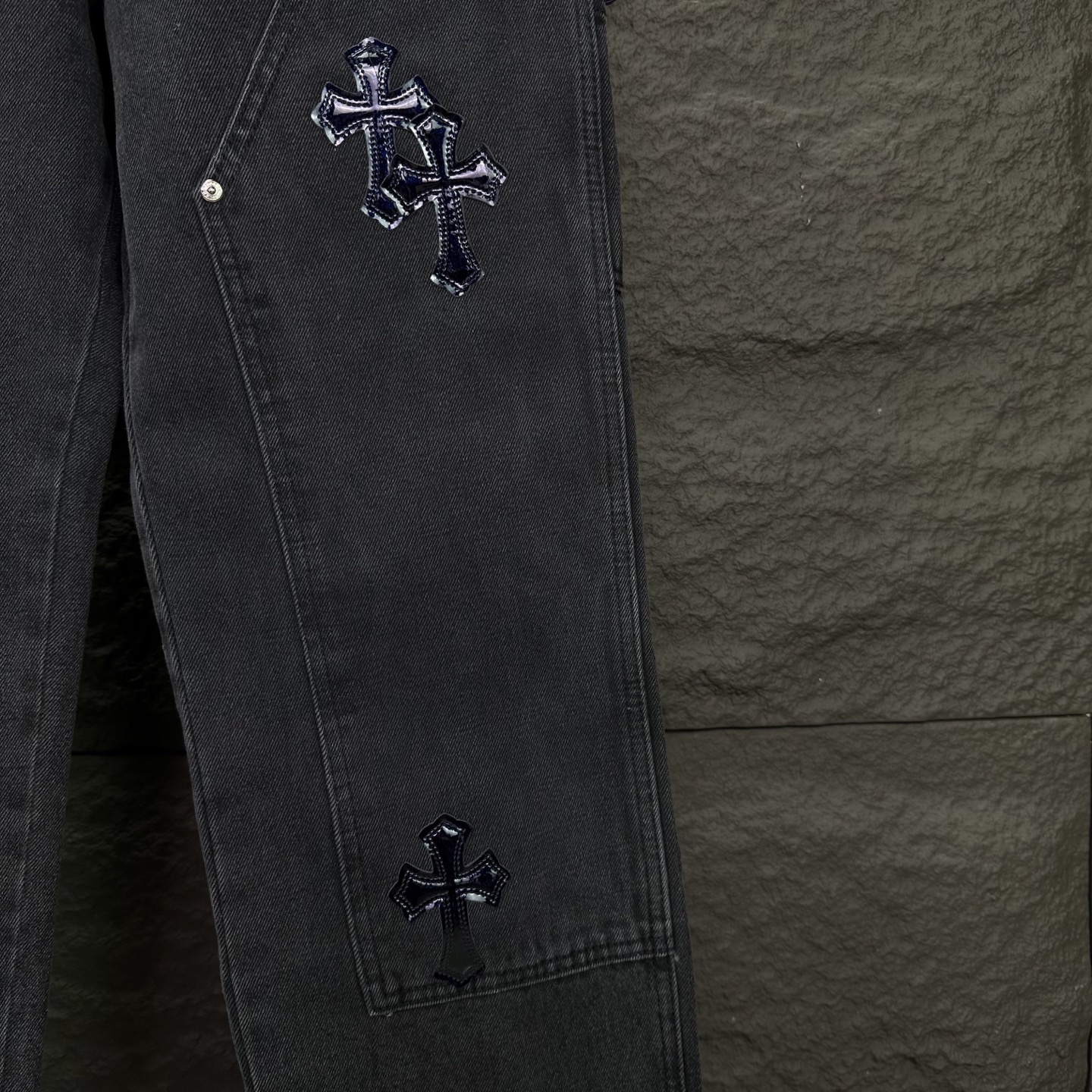 Chrome Hearts Couple Jeans Black Loose Fit