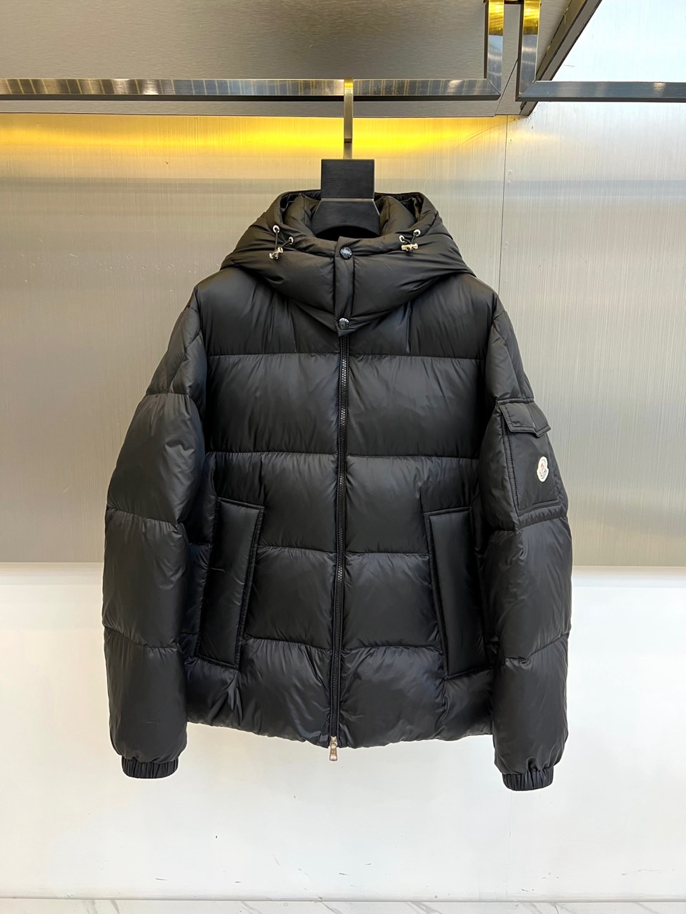 Moncler Down Jacket Goose Down Gray Hooded M-l