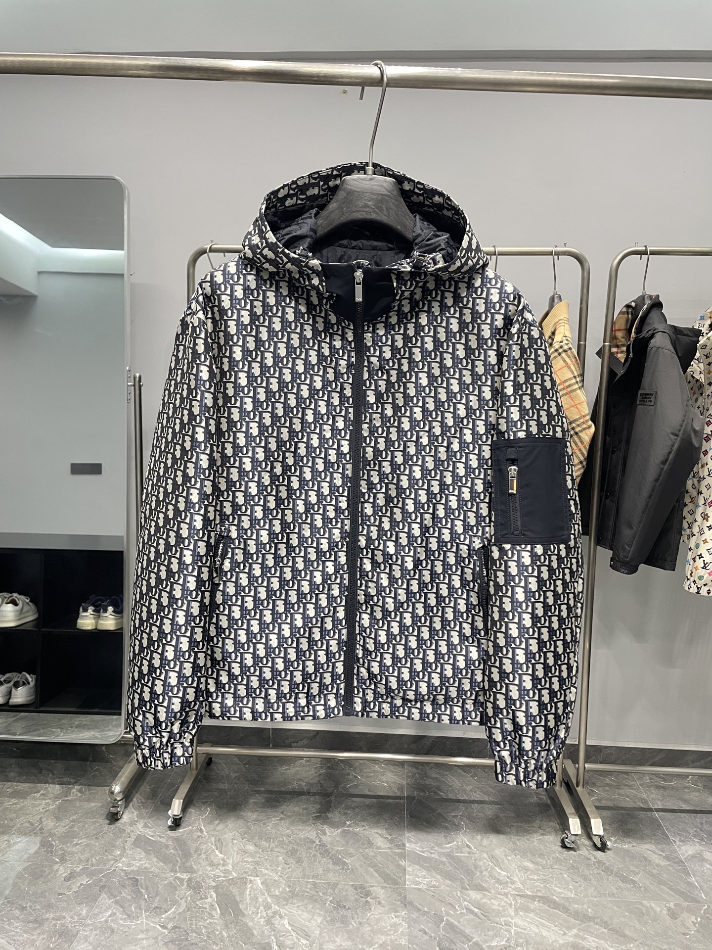 Dior Couple Jacket Cotton Blue Hooded M-l-xl