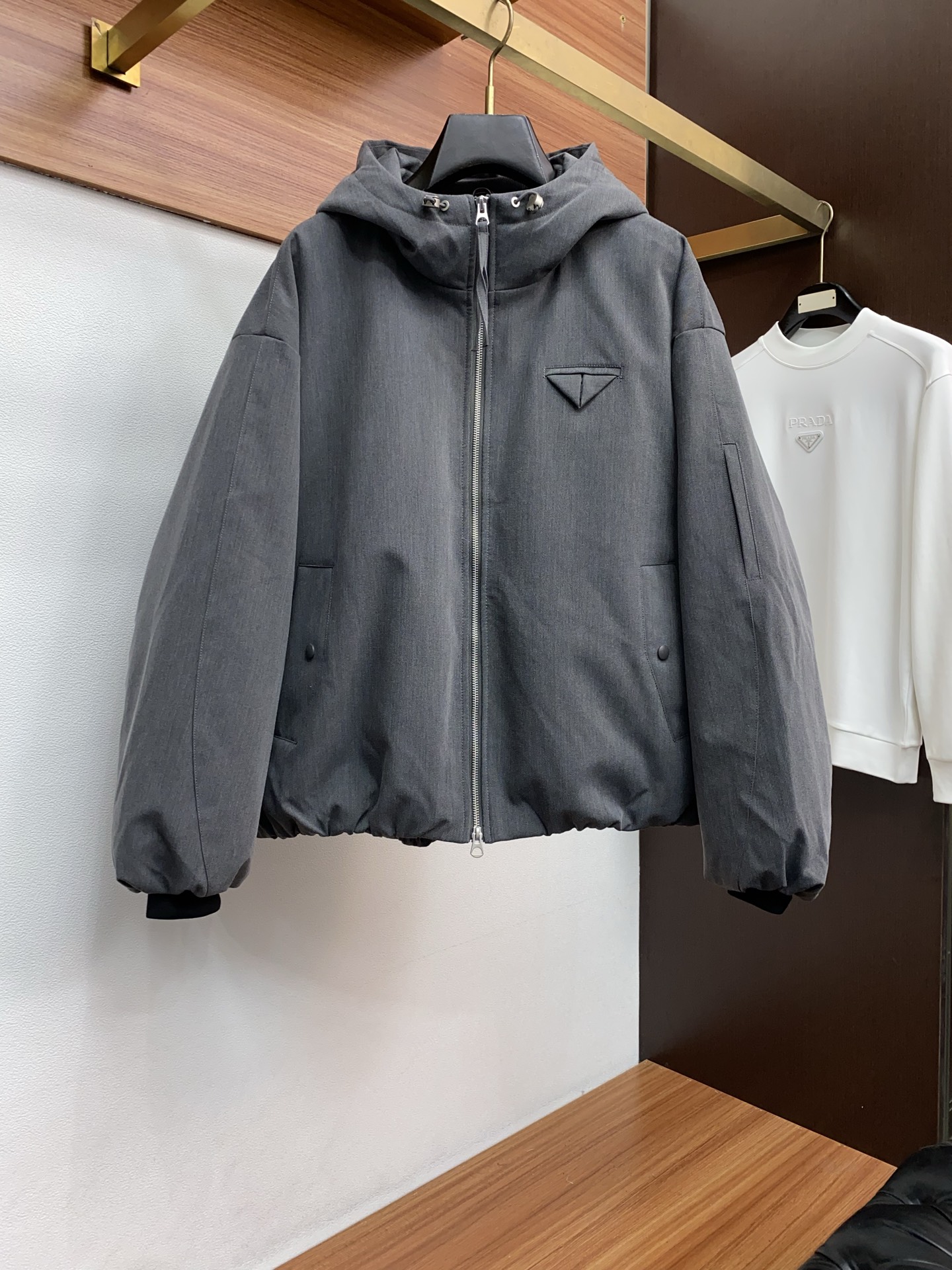 Prada Male Down Jacket White Duck Down Hooded M-l-xl