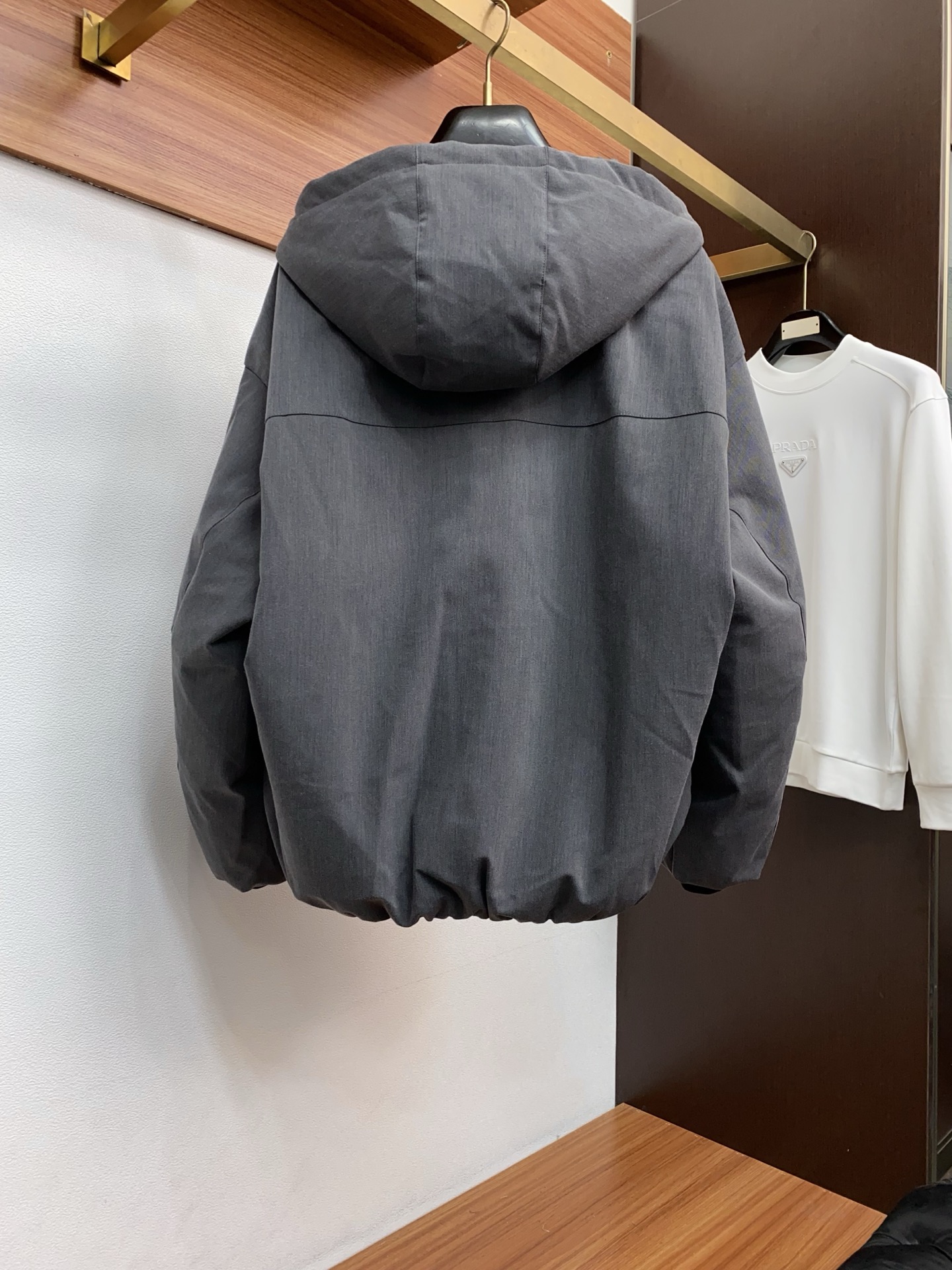 Prada Male Down Jacket White Duck Down Hooded M-l-xl