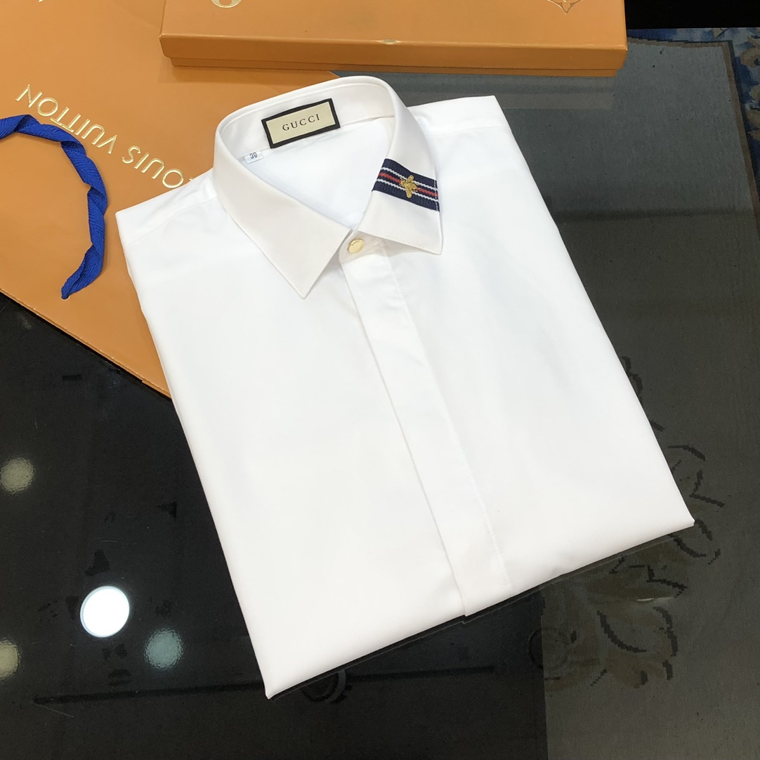 Gucci Male Shirt Cotton White Slim Fit S-l-xl