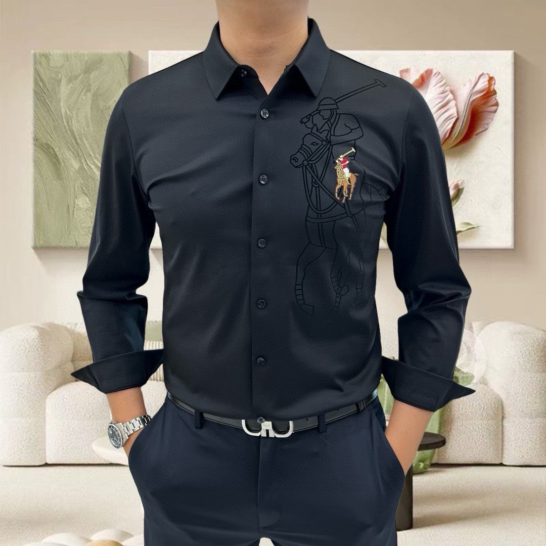 Male Shirt Cotton Black M-l-xl