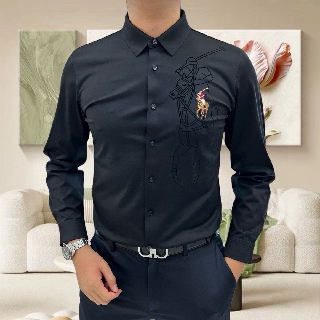 Male Shirt Cotton Black M-l-xl
