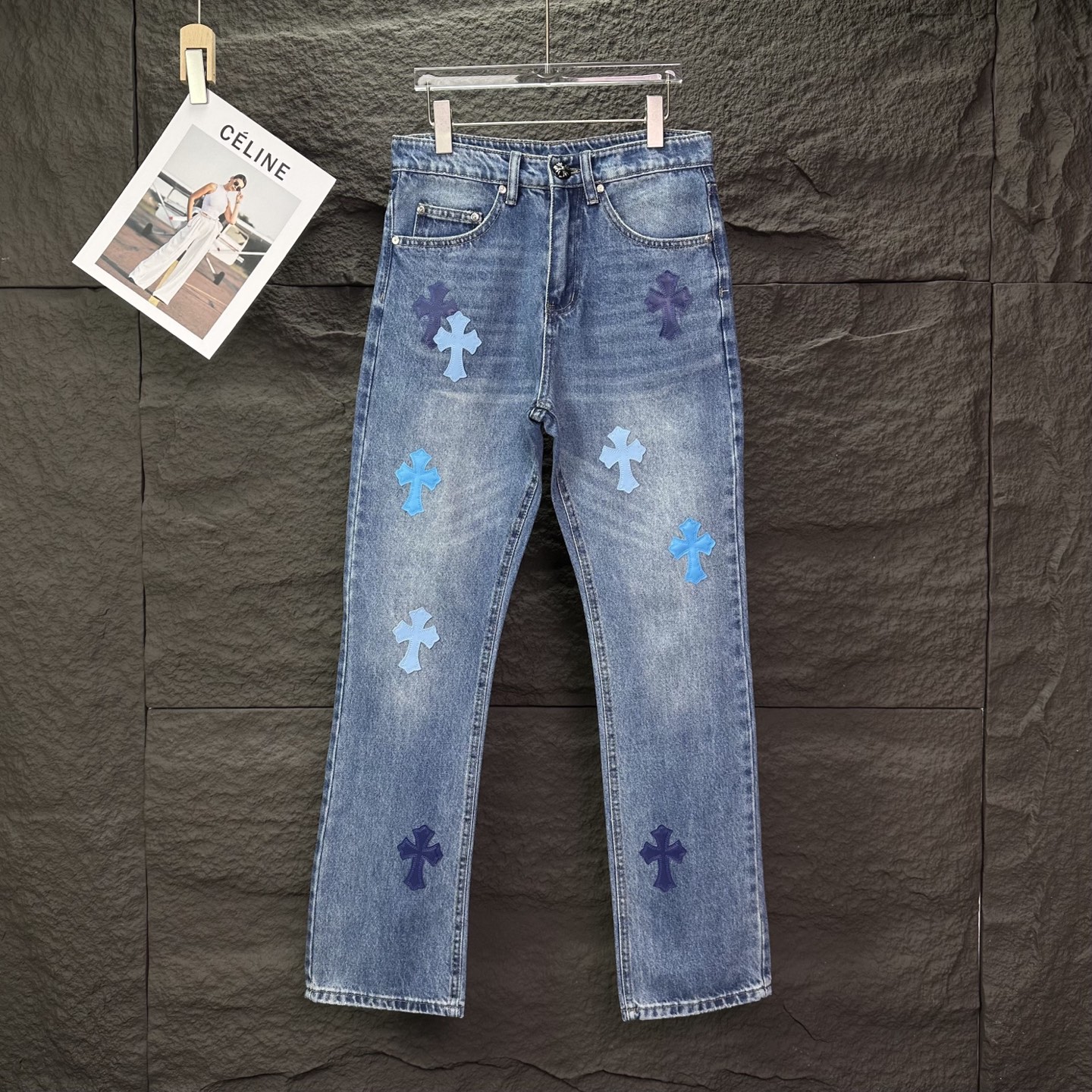 Chrome Hearts Couple Jeans Blue Loose Fit
