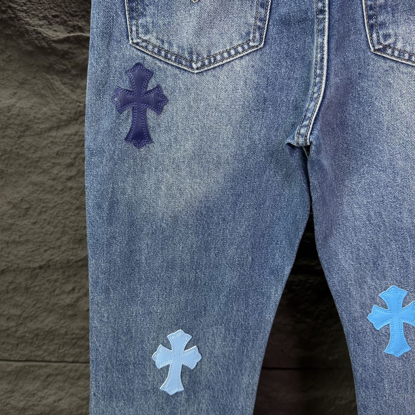 Chrome Hearts Couple Jeans Blue Loose Fit