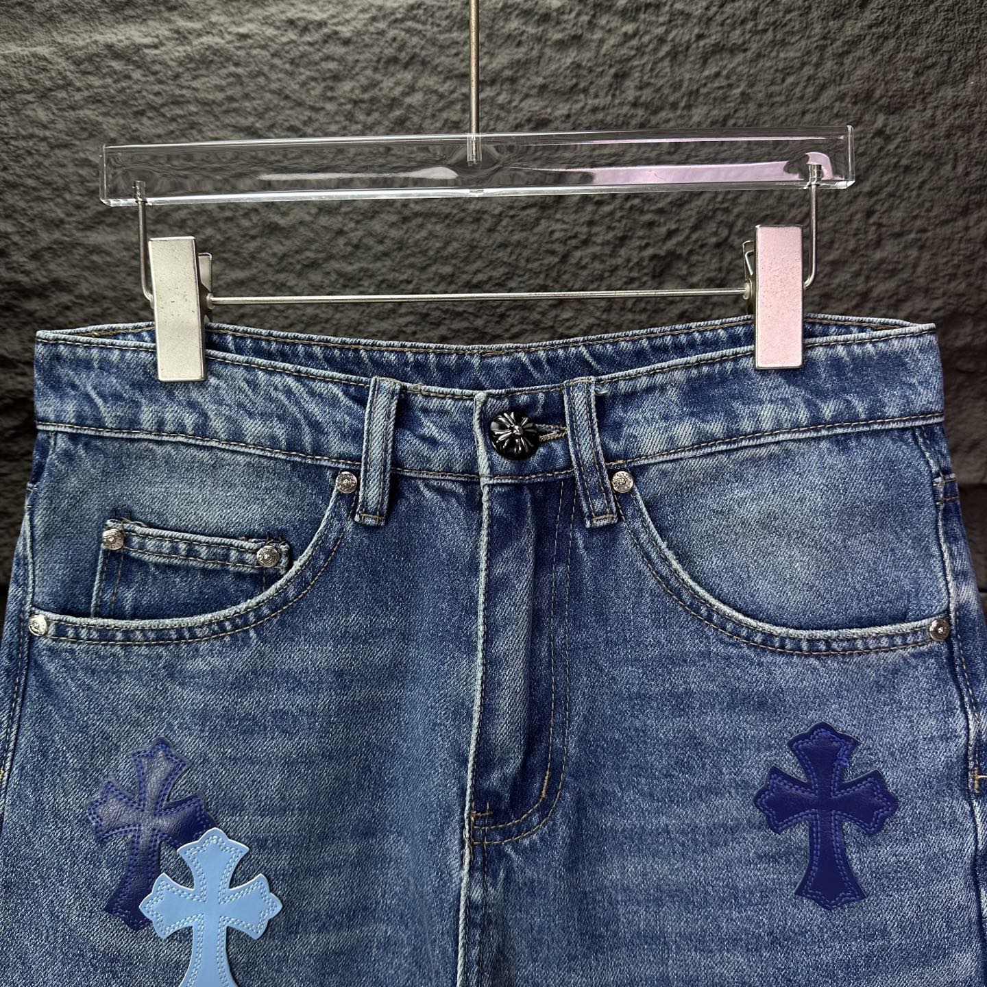 Chrome Hearts Couple Jeans Blue Loose Fit